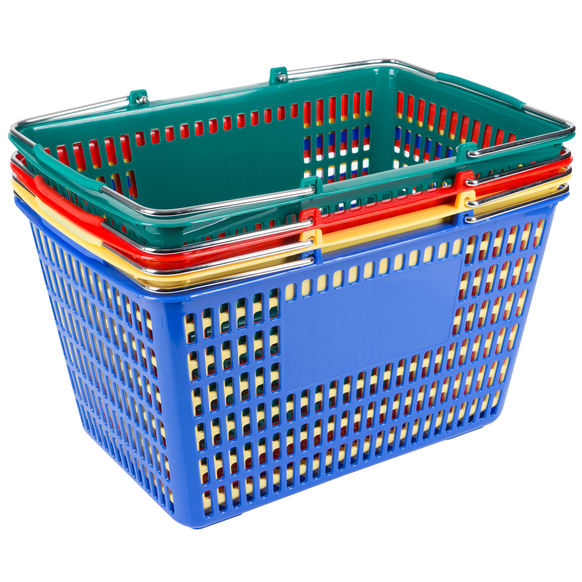 Red X Plastic Grocery Market Shopping Basket