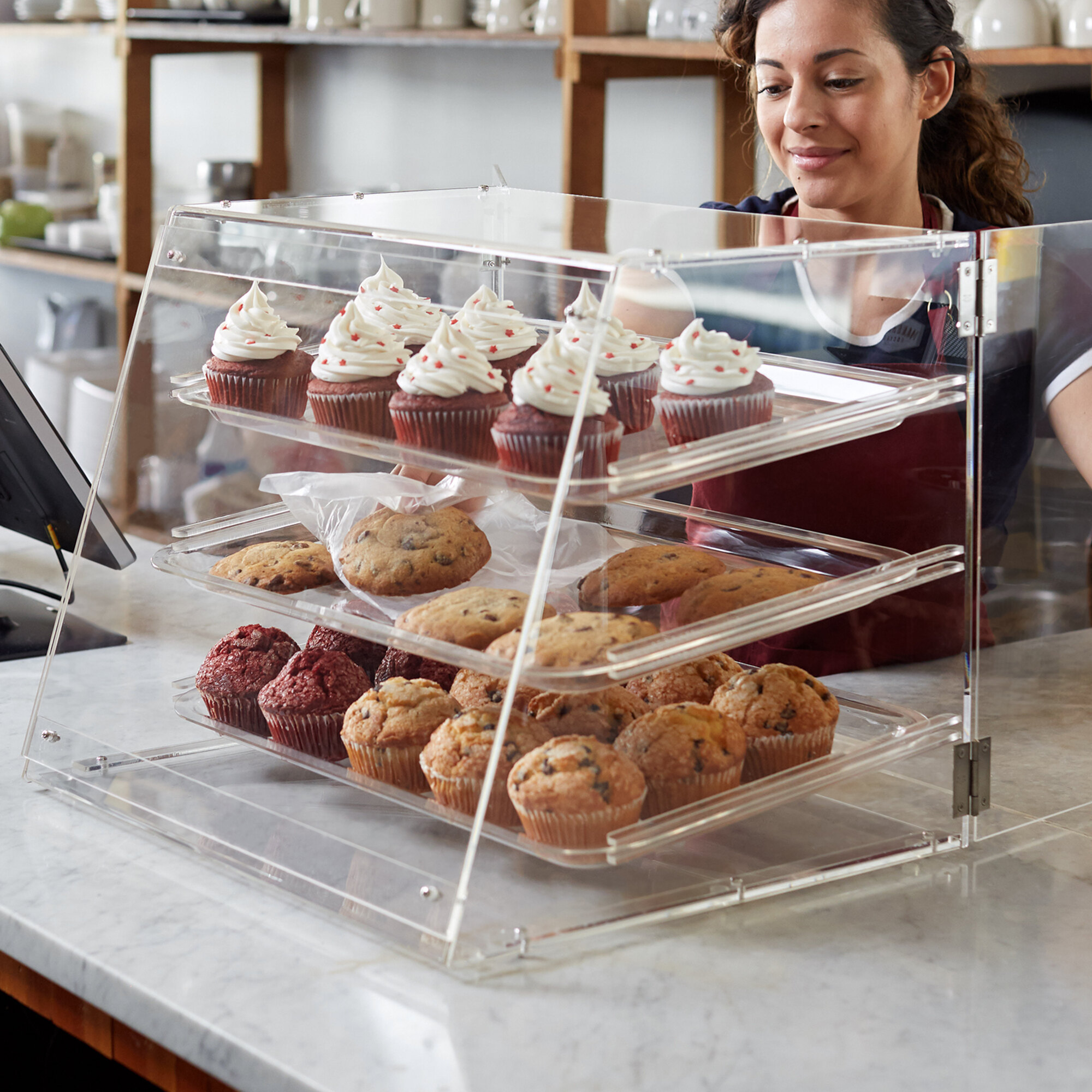 Choice 3 Tray Bakery Display Case with Rear Doors 21" x 17 3/4" x 16 1/2"