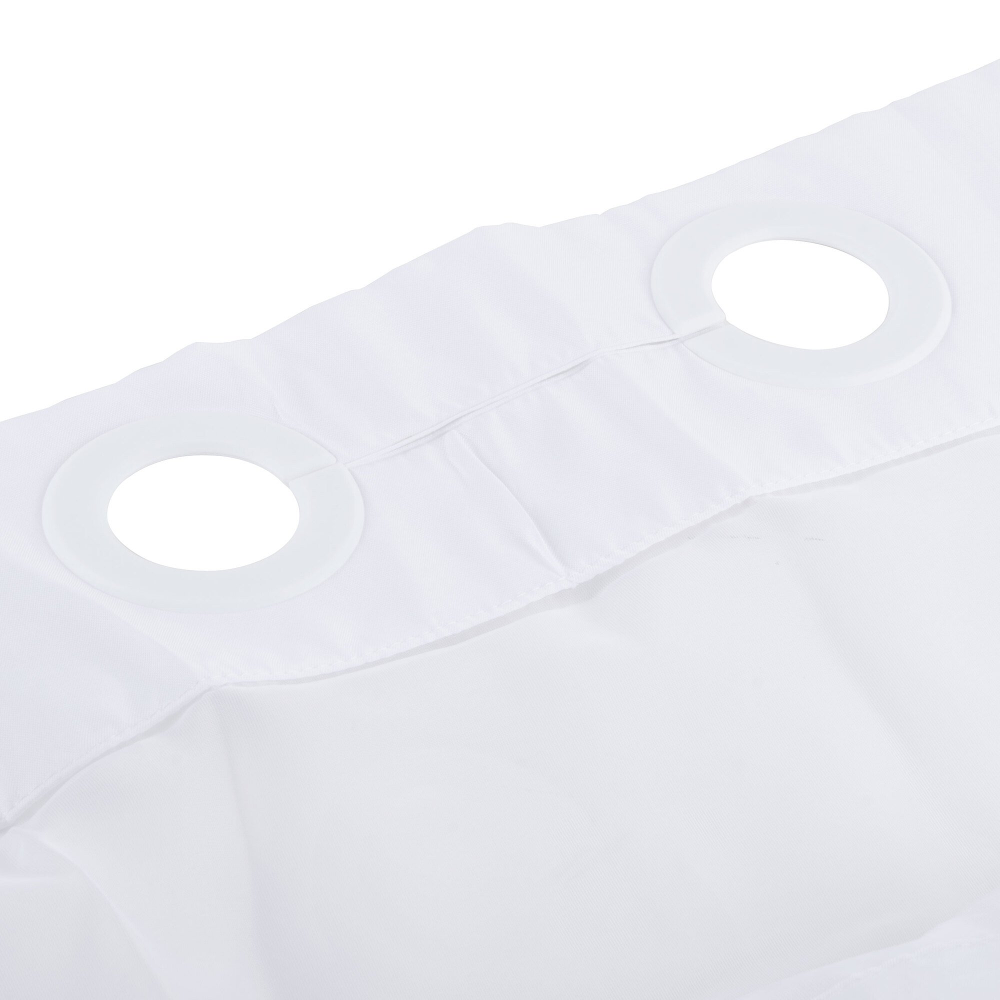 Oxford 100 Polyester 71" x 74" White Ringless Shower Curtain with 12