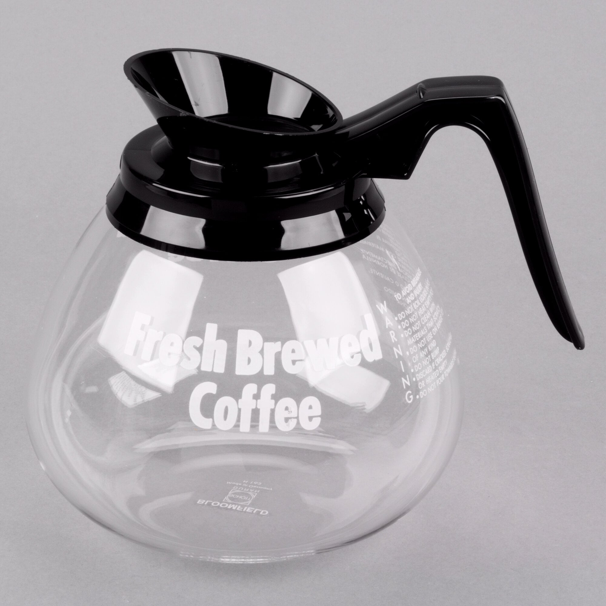 Grindmaster 98005 64 oz. Glass Coffee Decanter with Black Handle 3/Case