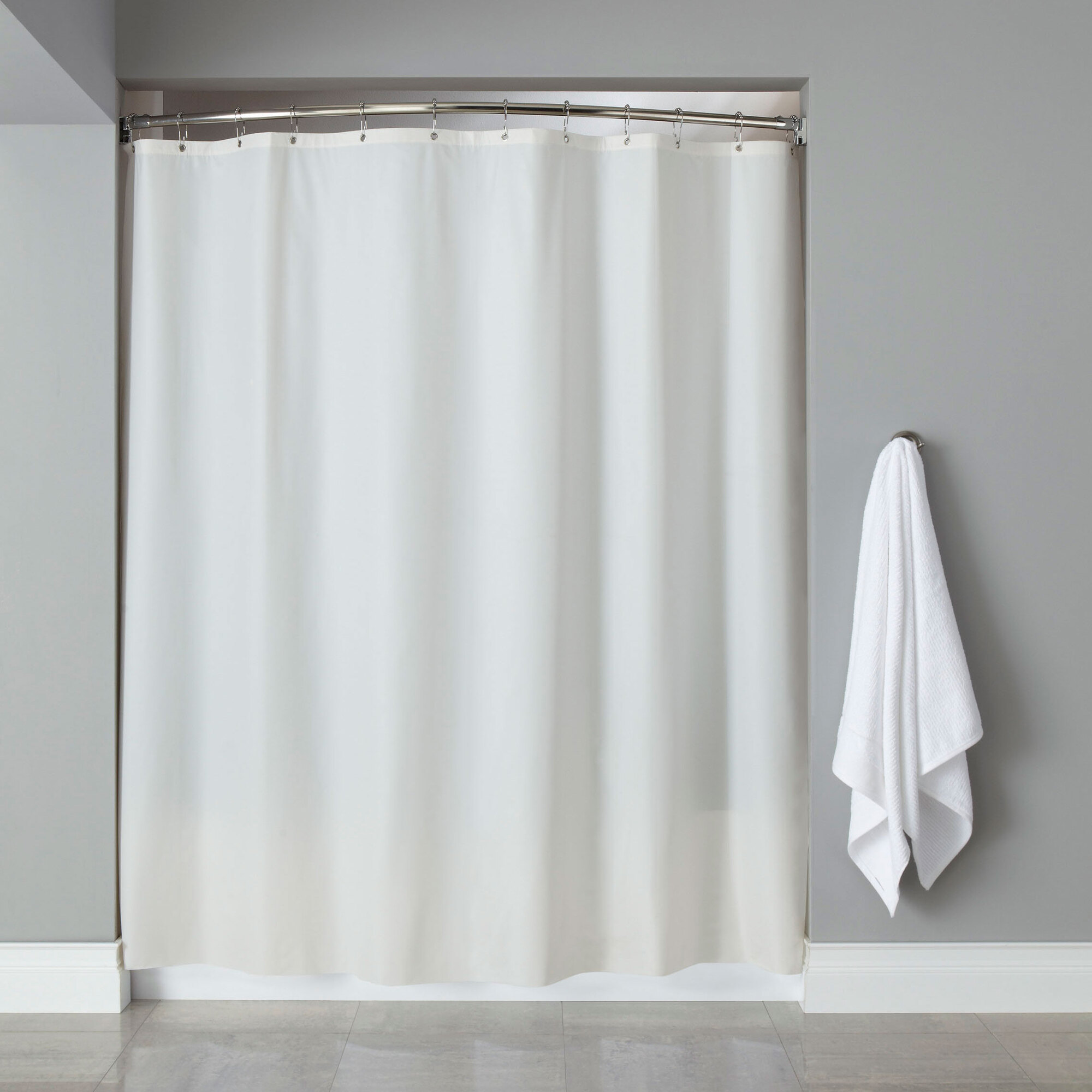 Hooked HBG10GA0172 White 10Gauge Vinyl Basic Shower Curtain with