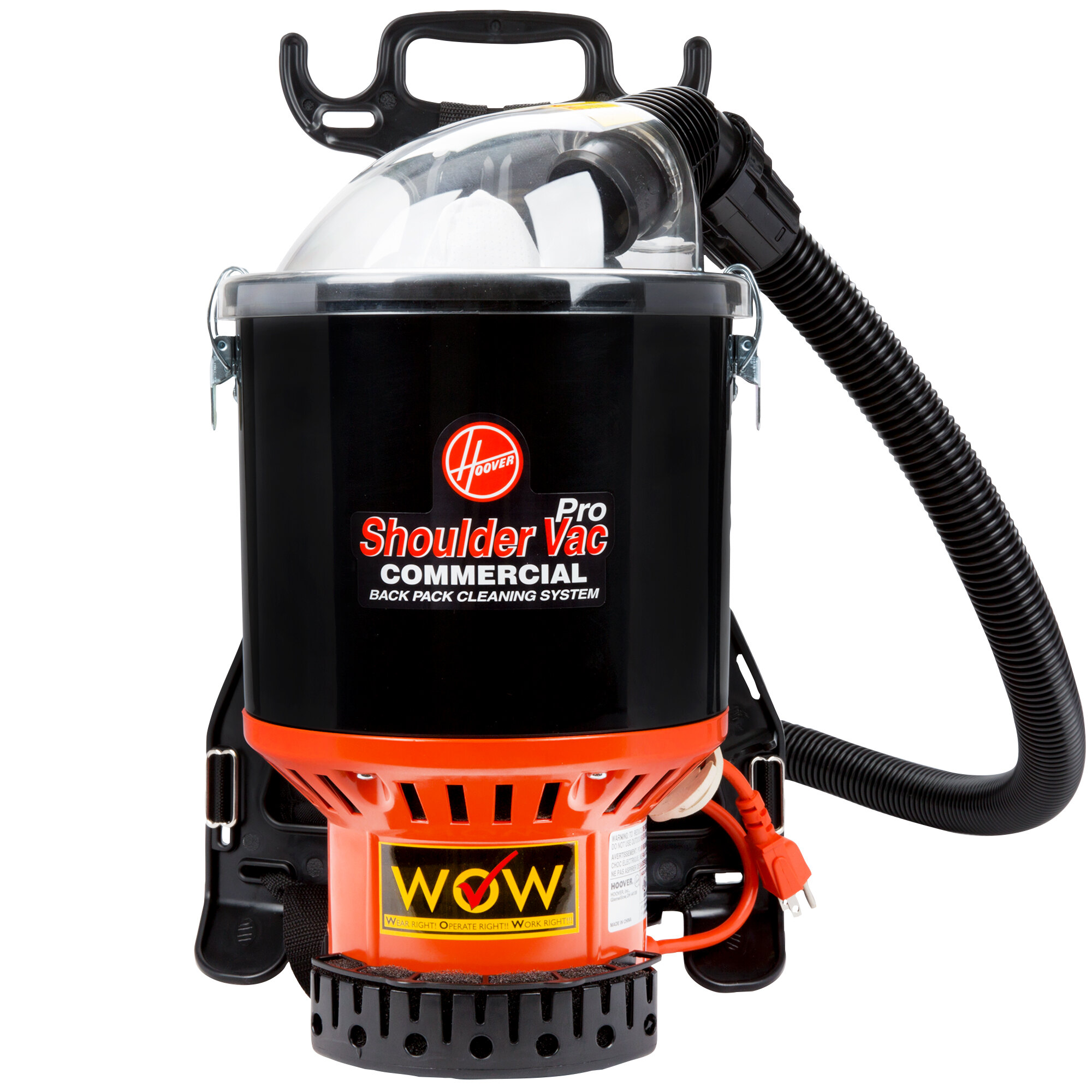 Hoover C2401010 6.4 Qt. Commercial Backpack Vacuum Cleaner with 1 1/4