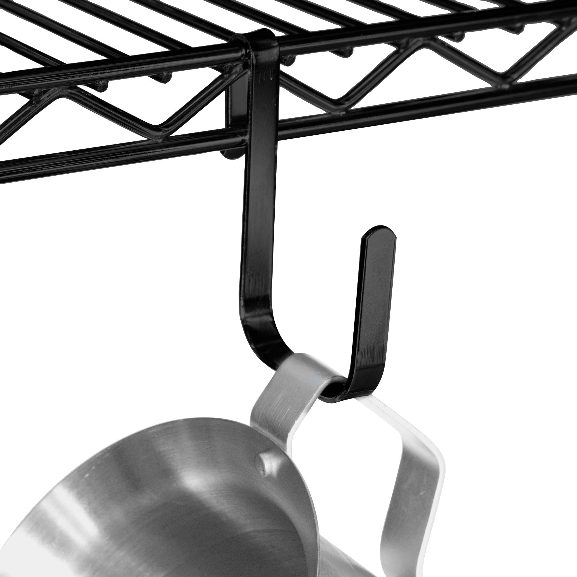 Regency 3 3/8" x 3 1/2" Large Black SnapOn JHook for Wire Shelving