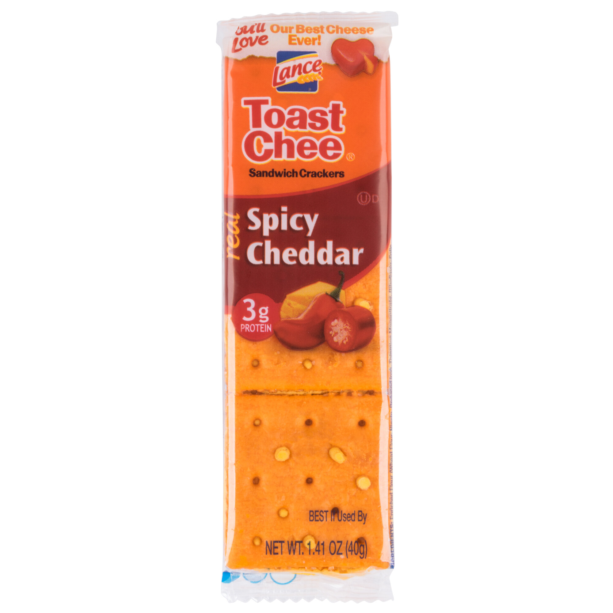 Lance Toast Chee Spicy Cheddar Sandwich Crackers 20 Count Box 6/Case