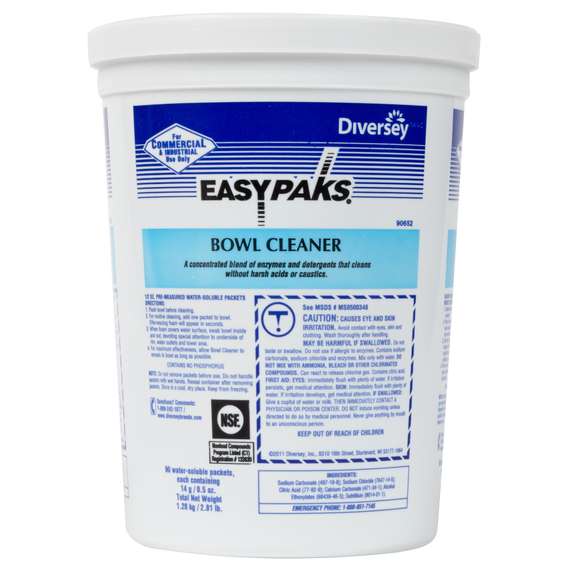 Diversey 90652 Easy Paks 0.5 oz. Toilet Bowl Cleaner Packets 90/Pack