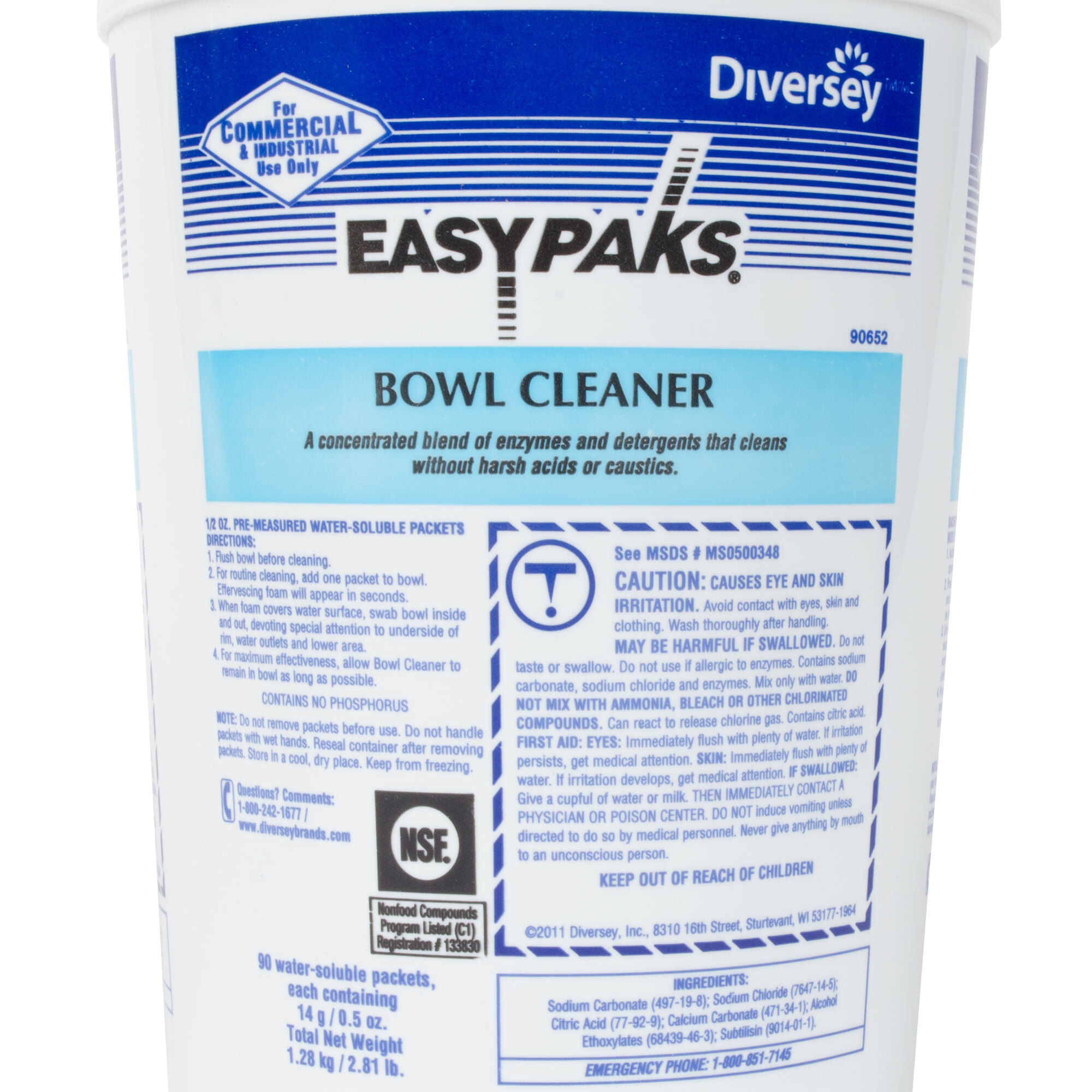 Diversey 90652 Easy Paks 0.5 oz. Toilet Bowl Cleaner Packets 90/Pack