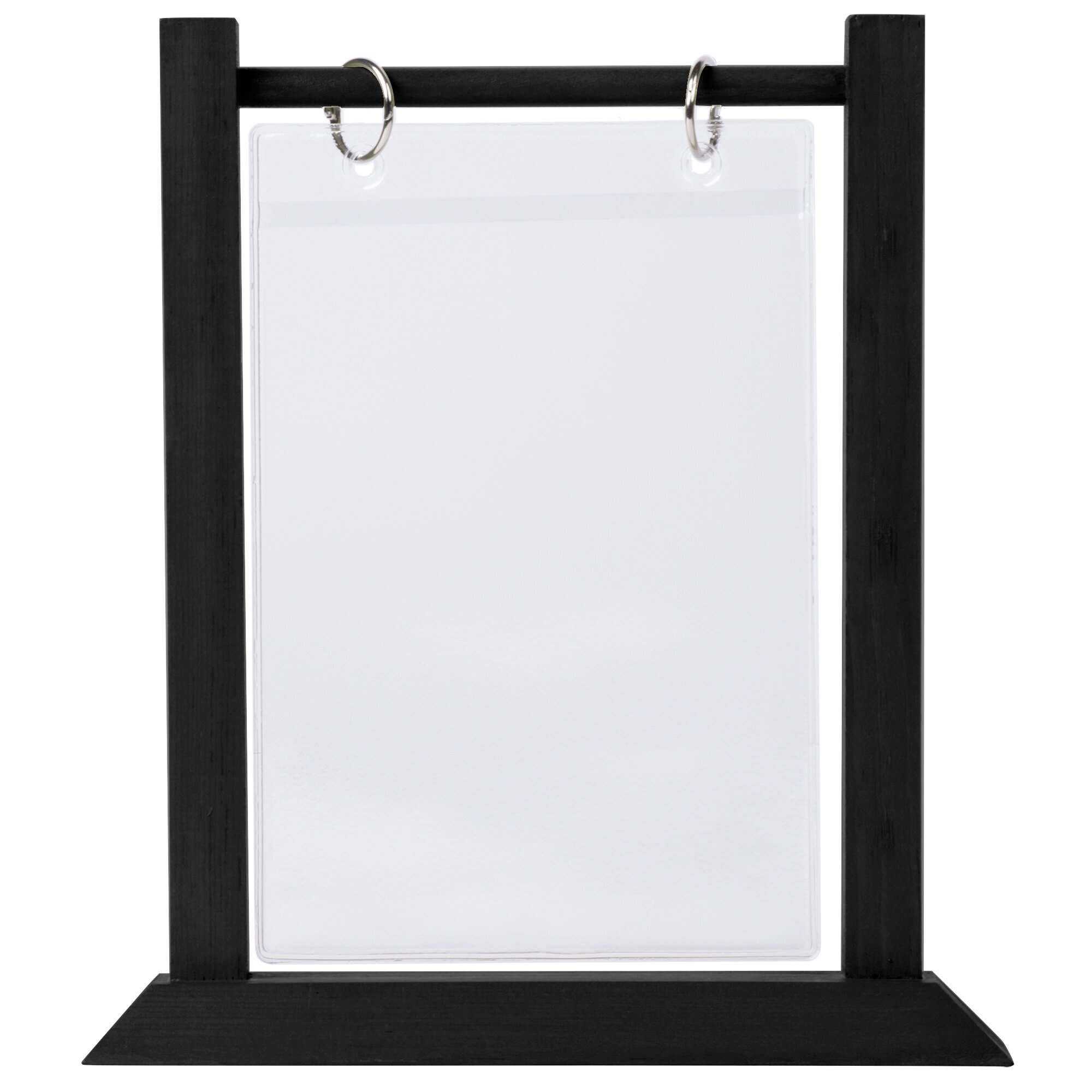 Menu Solutions WFT4SB 5" x 7" Black Wood Flip Top Table Tent with