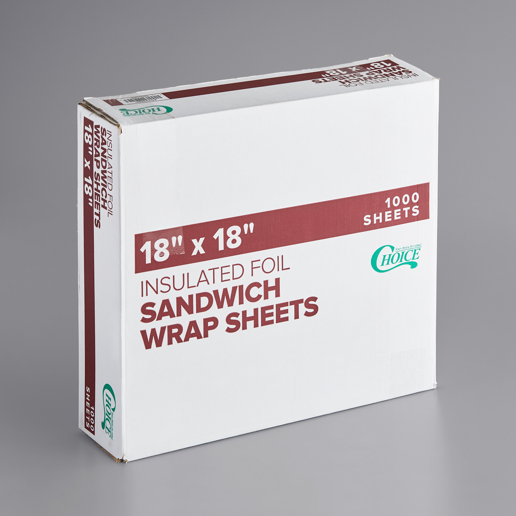 Choice 18" x 18" Insulated Foil Sandwich Wrap Sheets 500/Pack