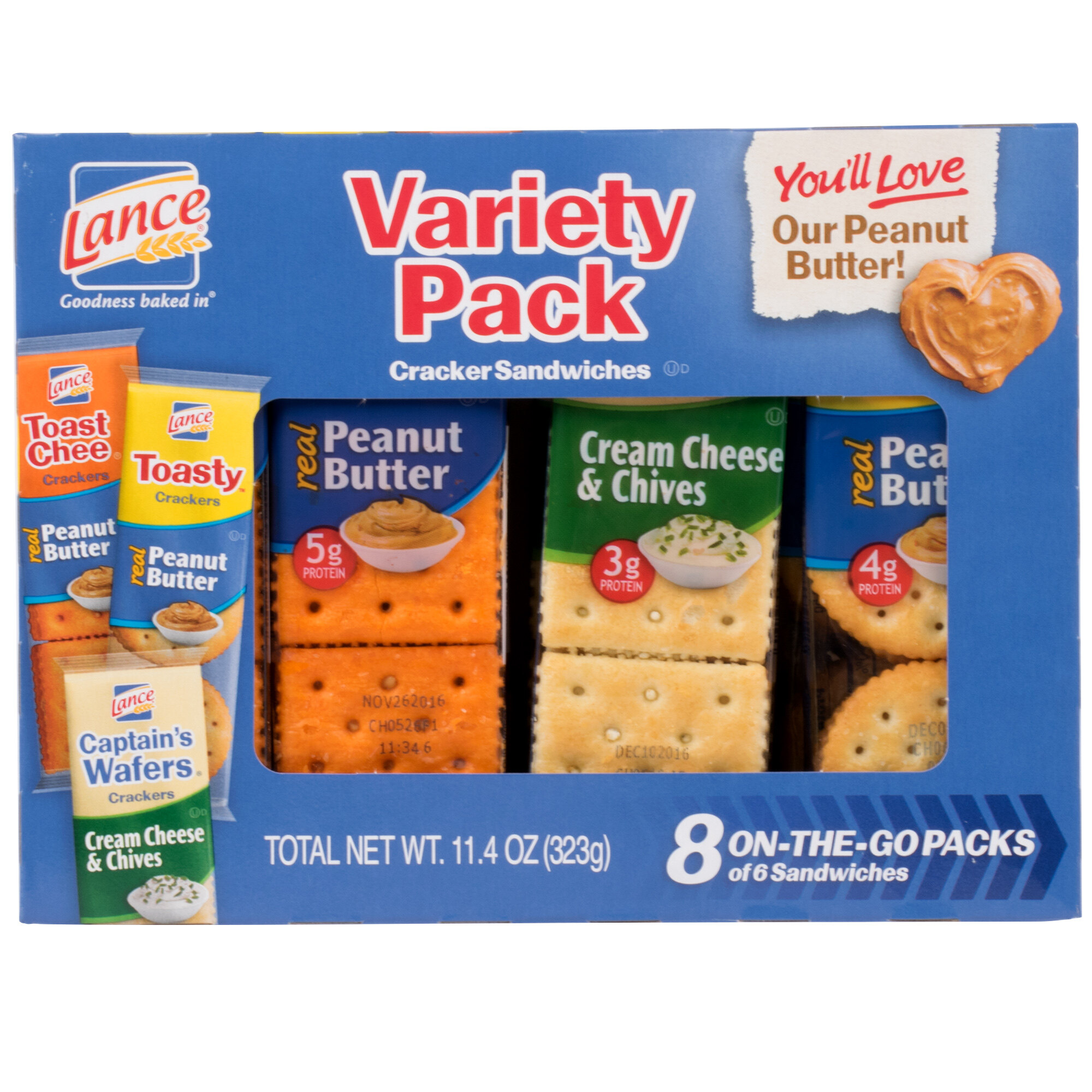 Lance Sandwich Crackers 8 Count Variety Pack 14/Case