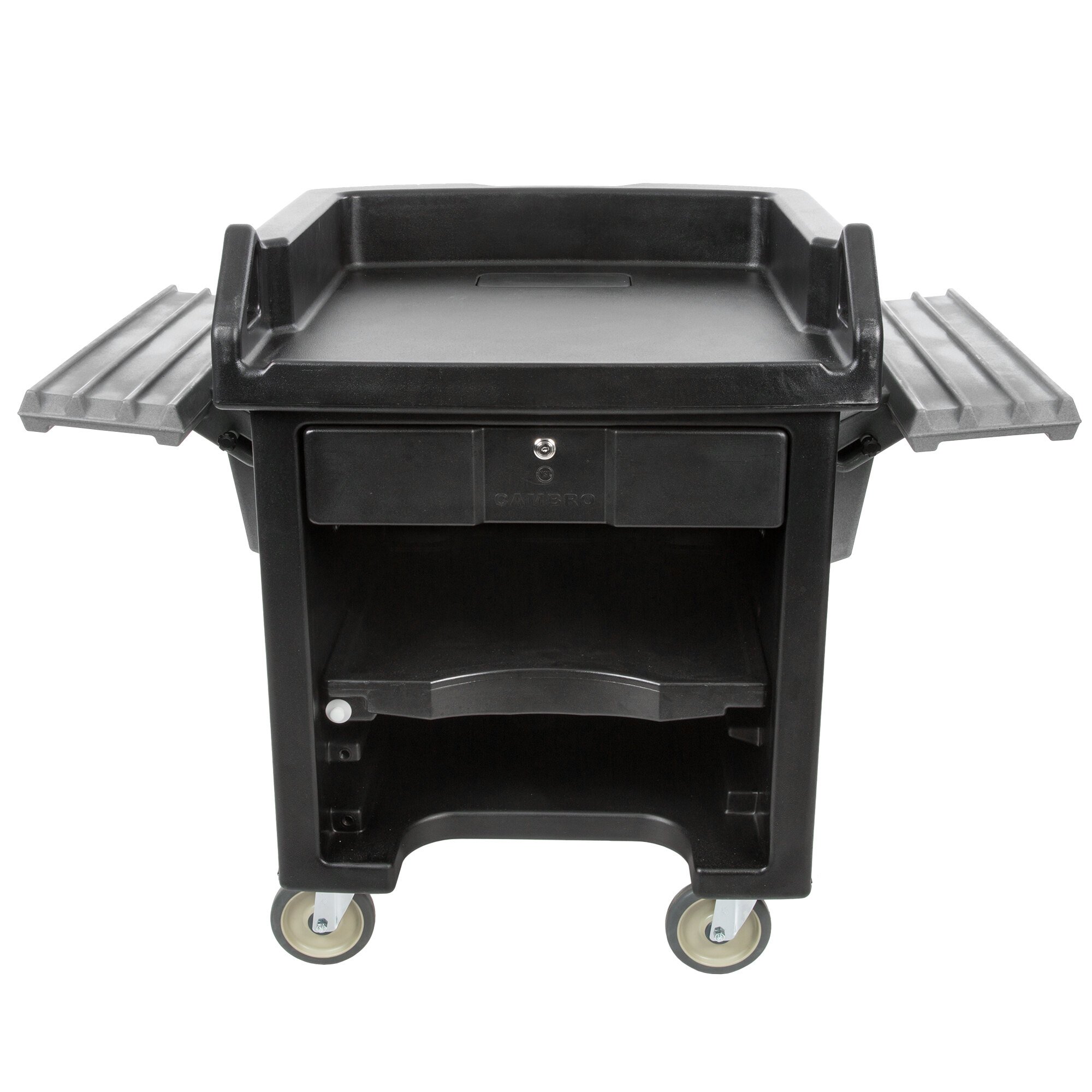 Cambro VCSWR110 Black Versa Cart with Dual Tray Rails and Standard Casters