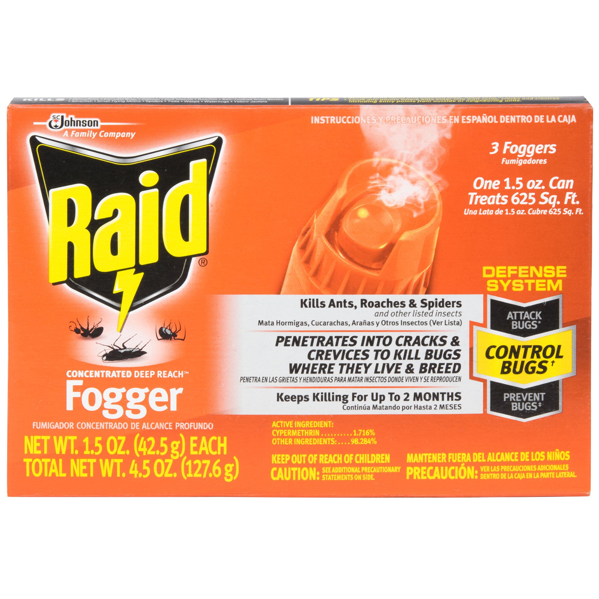 SC Johnson Raid® 305690 1.5 oz. Concentrated Deep Reach Fogger - 3/Pack