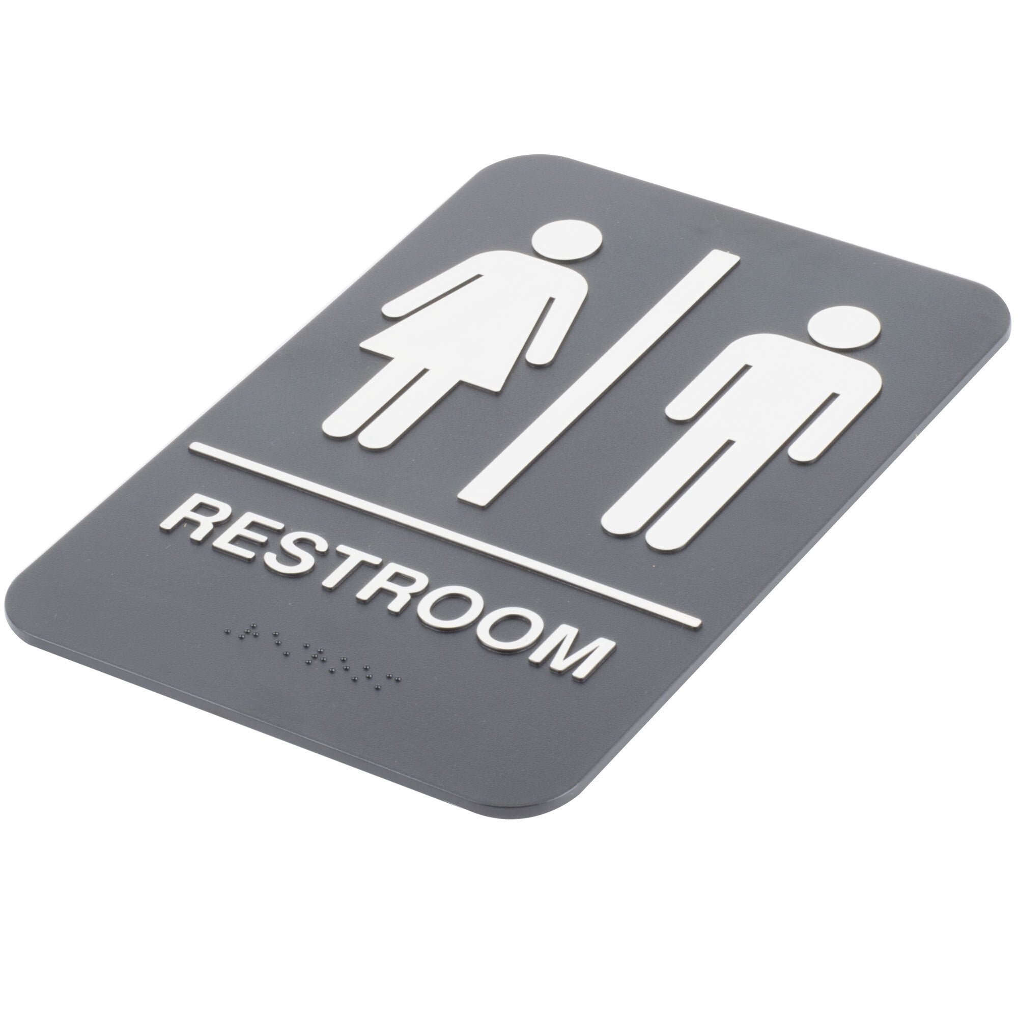 Black and White Unisex Restroom Sign with Braille 9