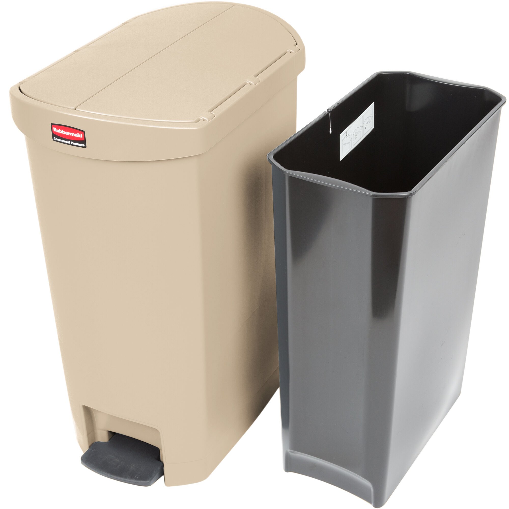 Rubbermaid 1883459 Slim Jim Resin Beige End StepOn Rectangular Trash