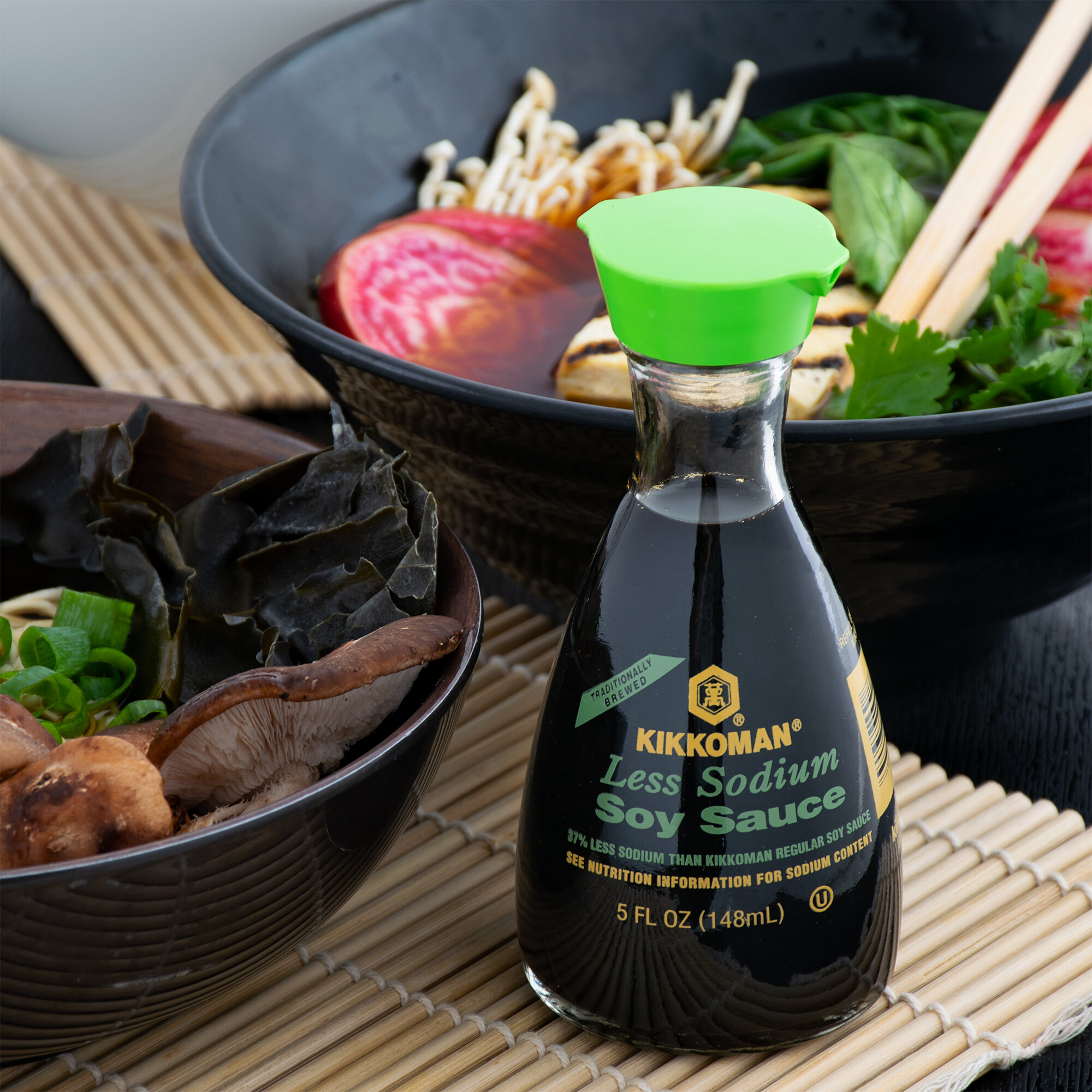 Kikkoman 5 fl. Oz. Traditionally Brewed Less Sodium Soy Sauce Dispenser
