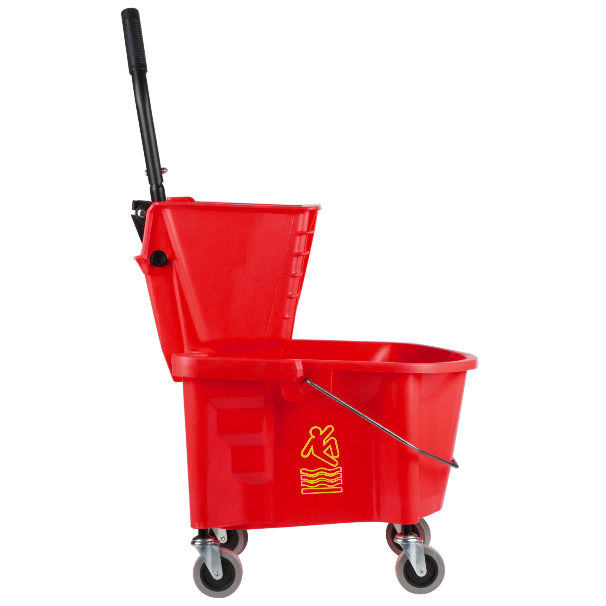Continental 226312RD 26 Qt. Red Splash Guard Mop Bucket with Side