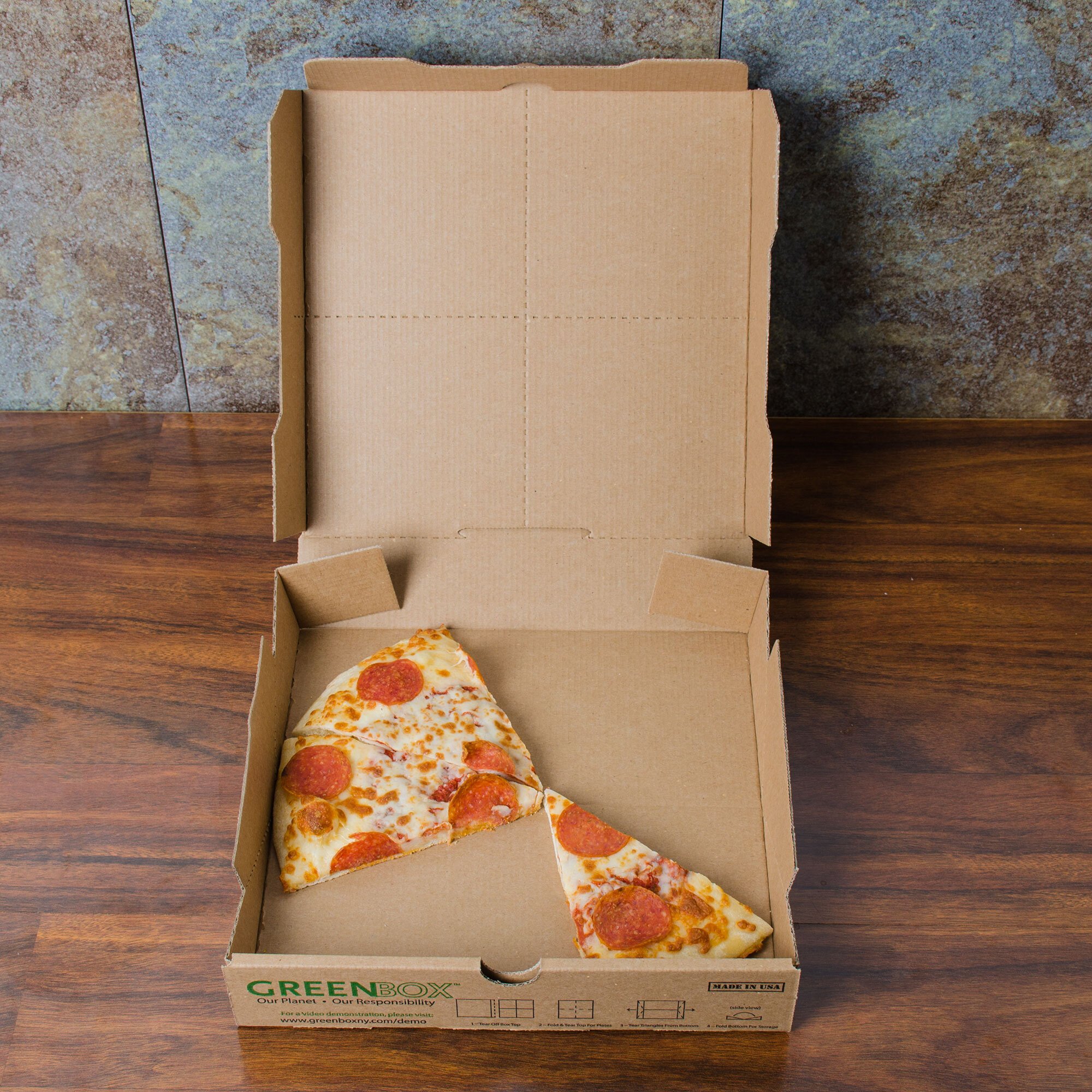 GreenBox 10" Recycled Pizza Boxes w/ BuiltIn Plates & Storage Container
