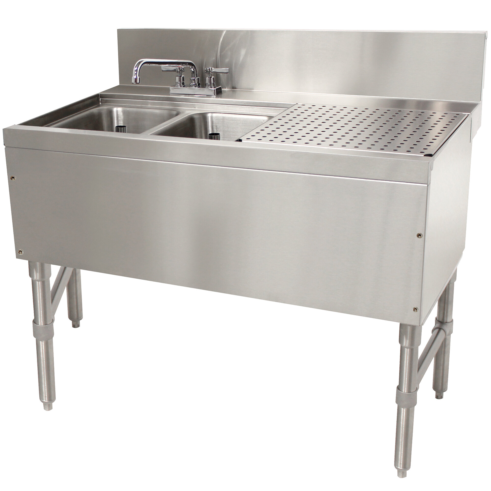 Advance Tabco PRB2442L 2 Compartment Prestige Series Underbar Sink with (1) 23" Drainboard and