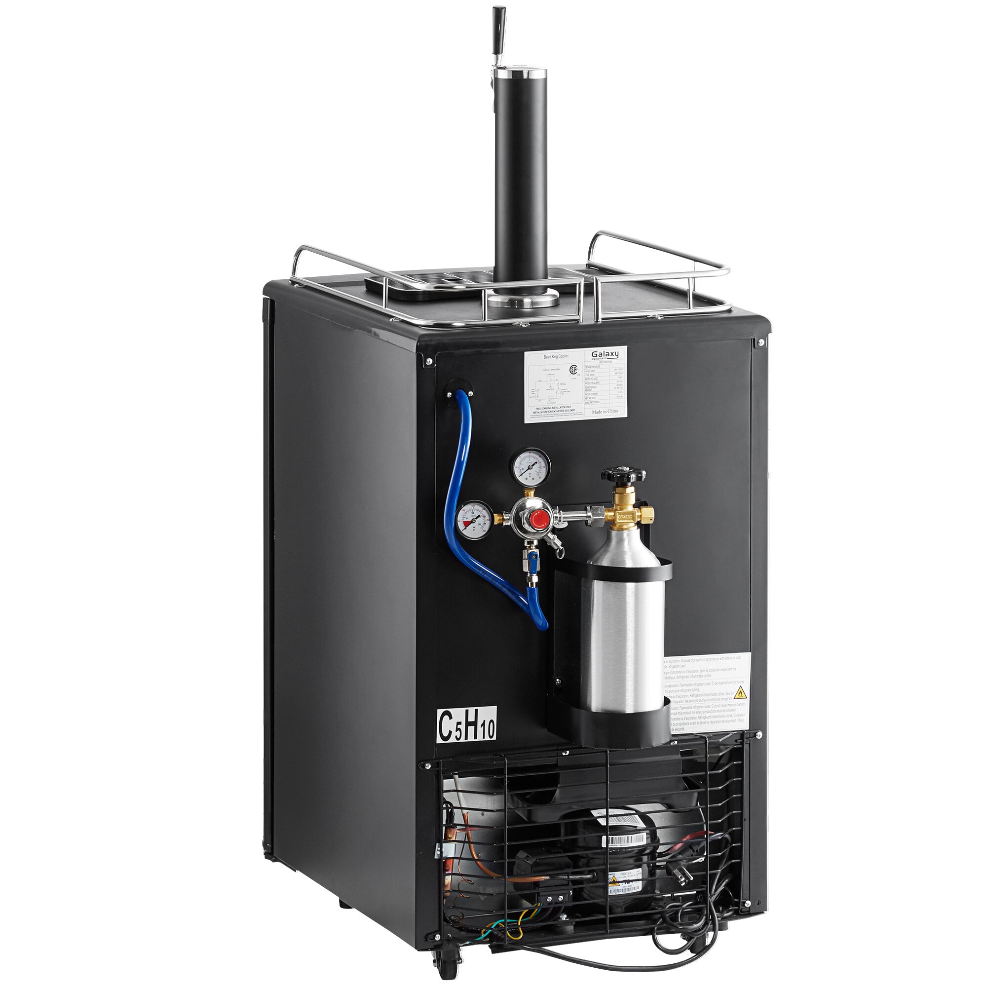 Galaxy Single Tap Kegerator Beer Dispenser Steel, (1) 1/2 Keg Capacity