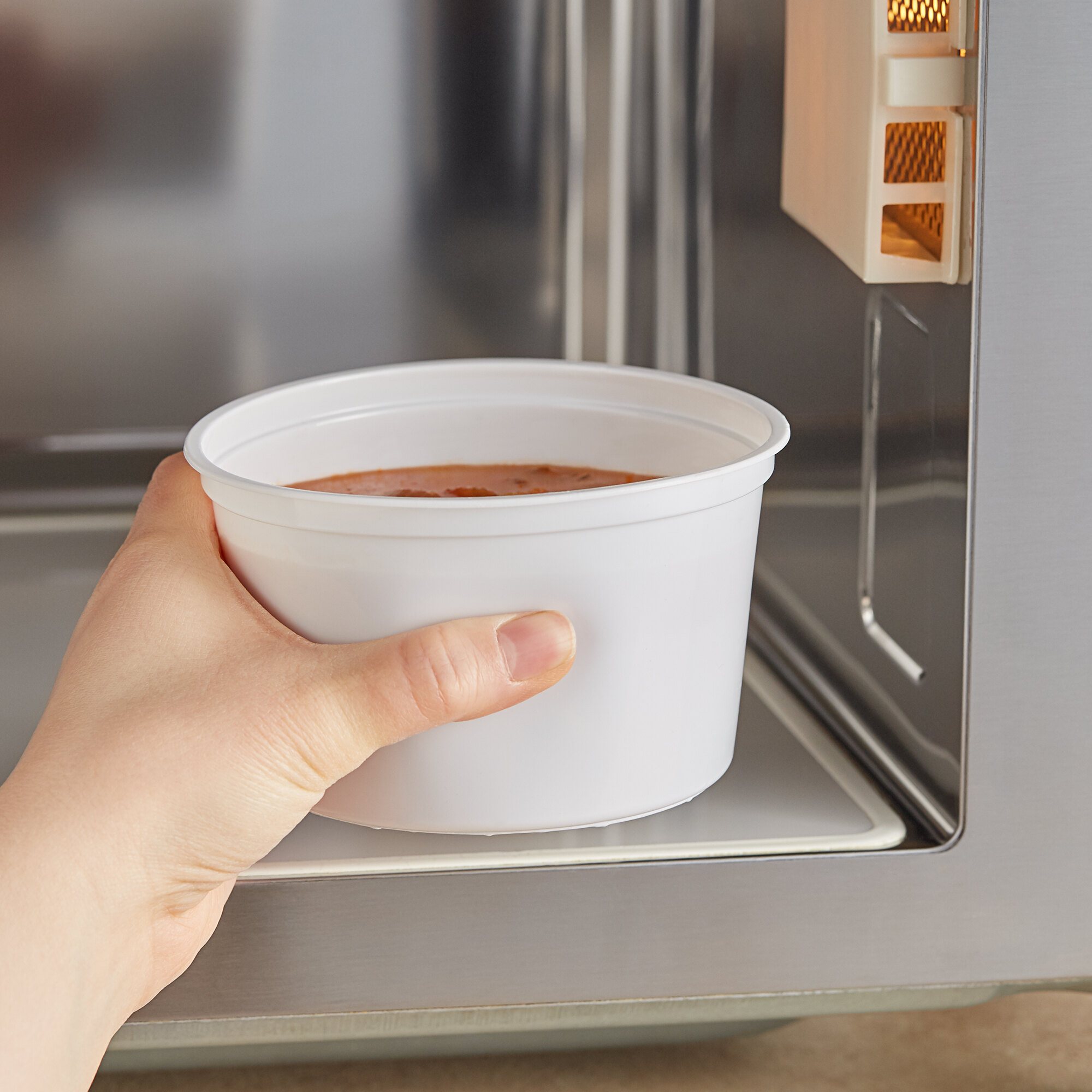 Choice 16 oz. White Microwavable Plastic Round Deli Container 500/Case