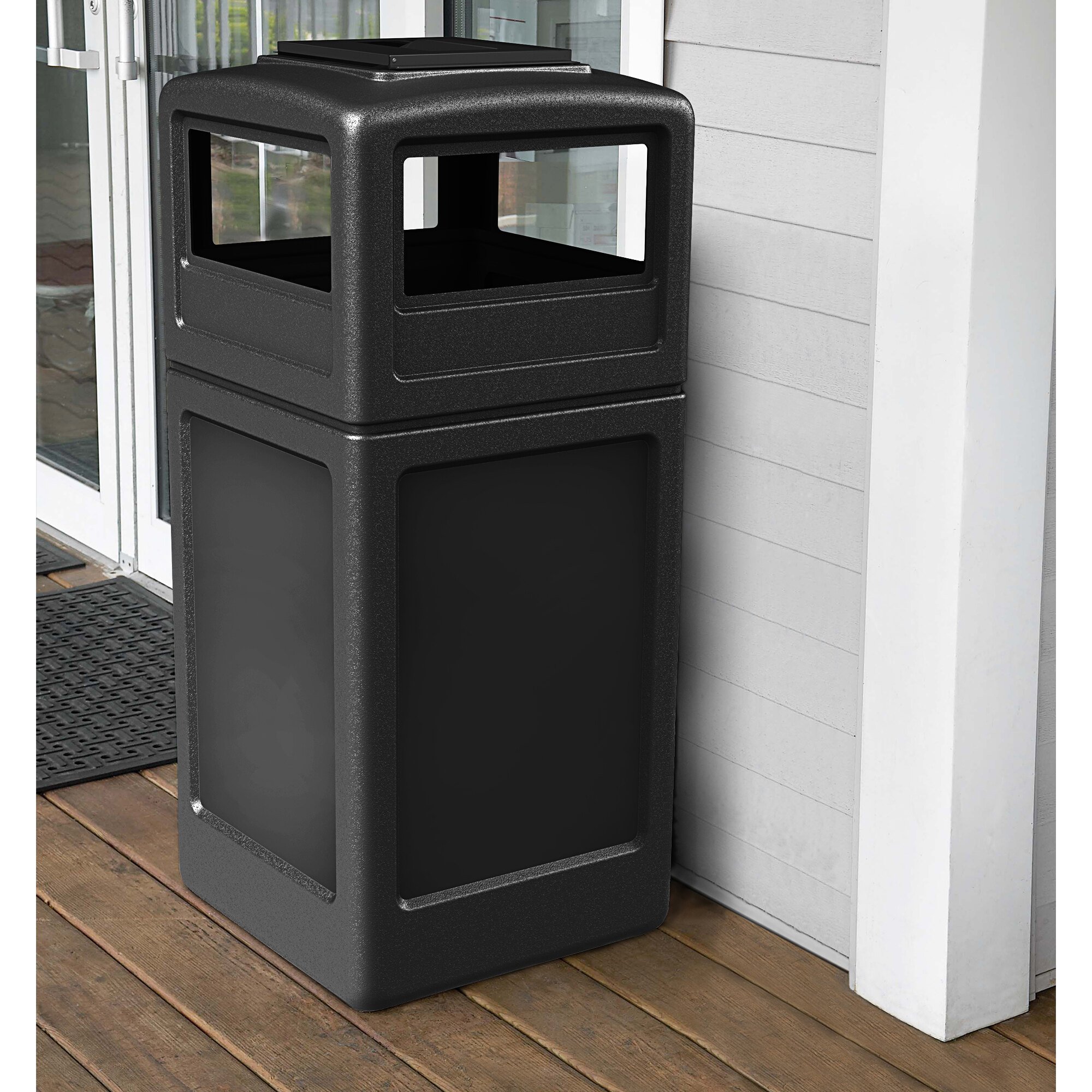 Commercial Zone 73300199 PolyTec 42 Gallon Square Black Waste Container