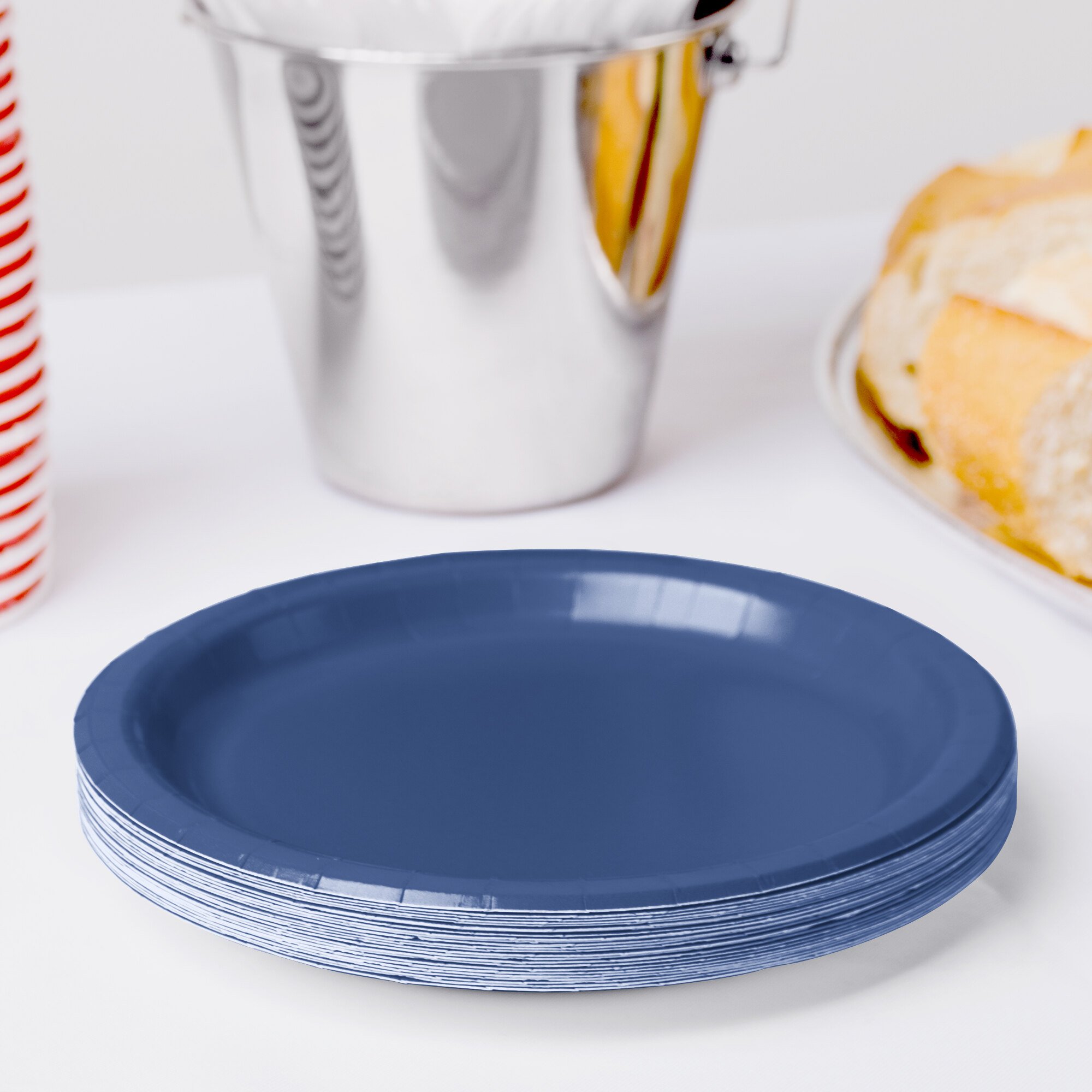 Creative Converting 791137B 7" Navy Blue Paper Plate 24/Pack