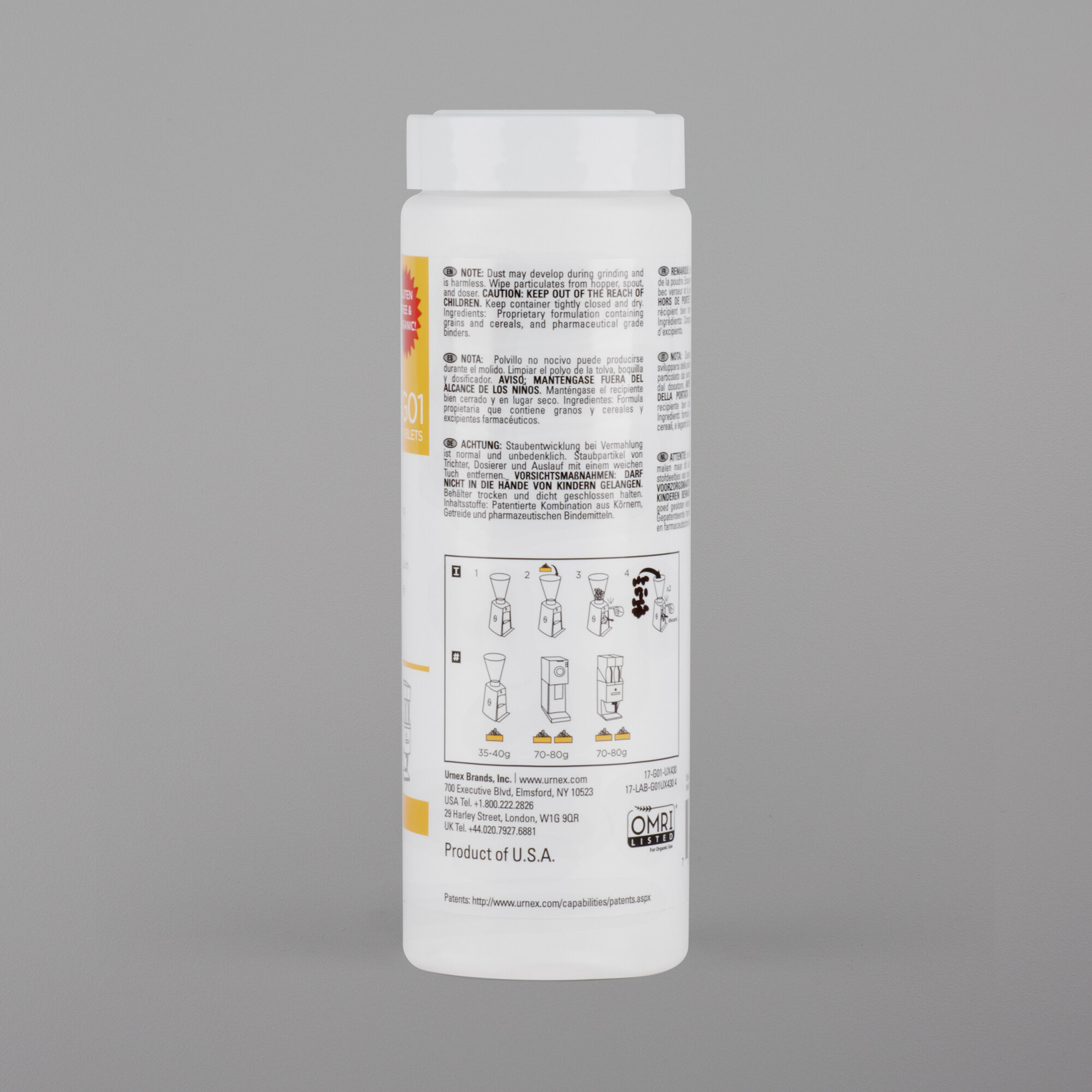 Urnex 17G01UX43012 15.2 oz. Grindz Coffee / Espresso Grinder Cleaner