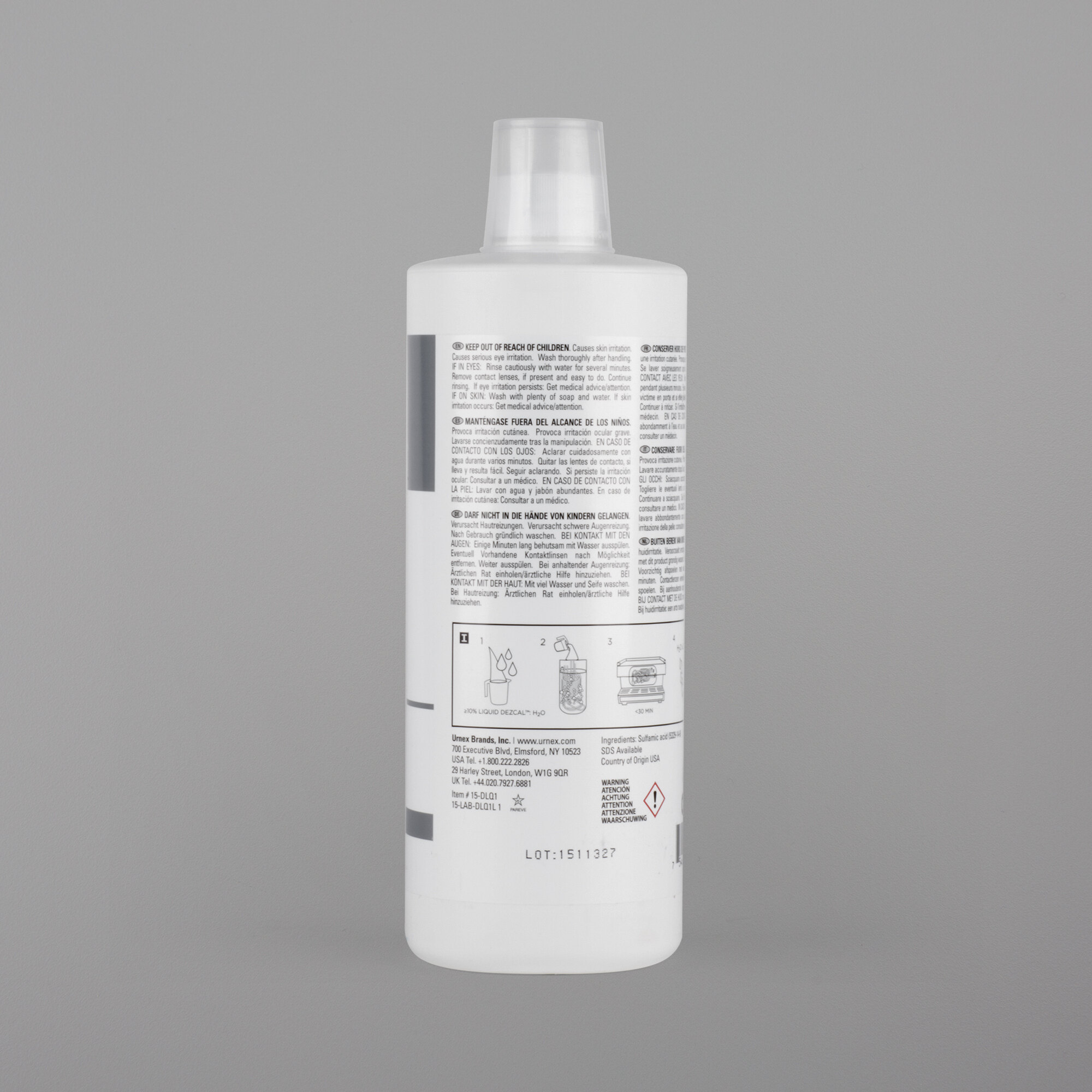 Urnex 15DLQ121 1 Liter Dezcal Coffee Equipment Liquid Scale Remover