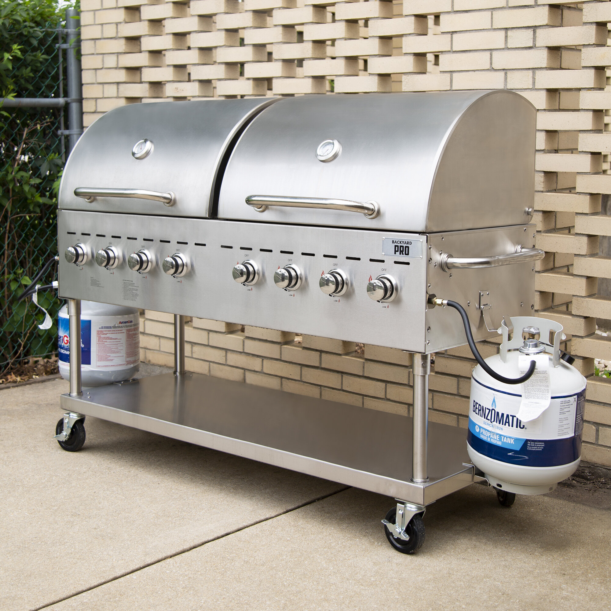 Backyard Pro C3H860DEL Deluxe 60" Stainless Steel Liquid Propane Outdoor Grill with Roll Dome