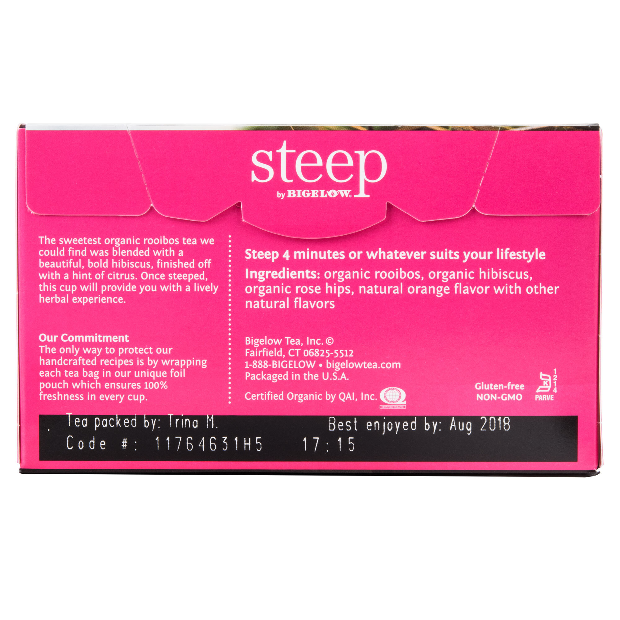Steep By Bigelow Organic Rooibos Hibiscus Tea Bags 20/Box