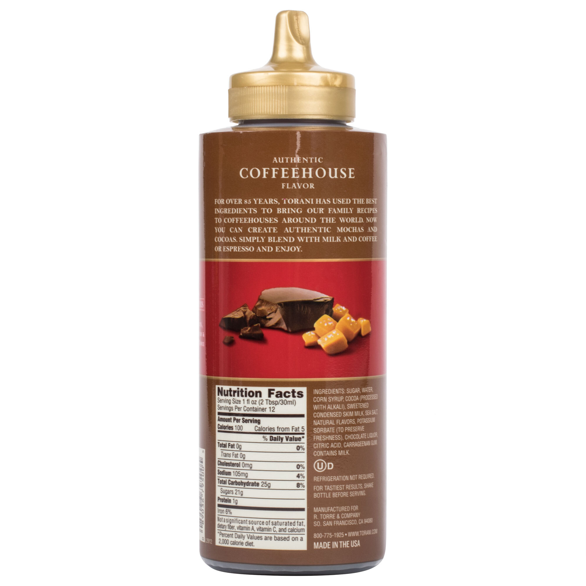 Torani 16.5 oz. Salted Chocolate Caramel Flavoring Sauce