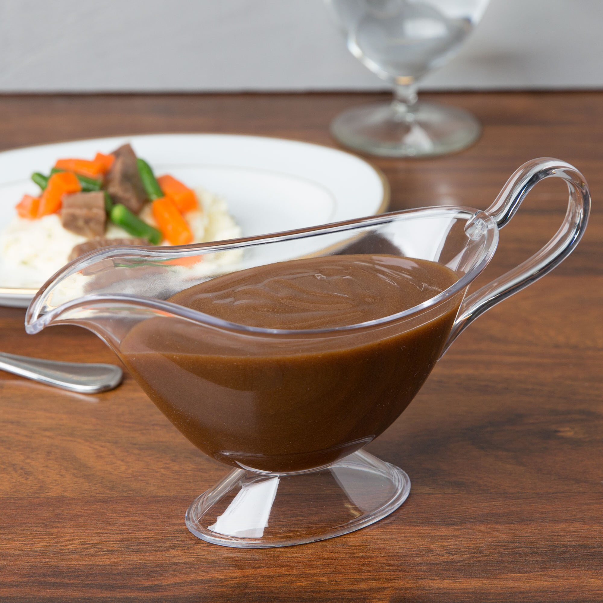 Fineline Platter Pleasers 3700CL 16.9 oz. Clear Plastic Gravy / Sauce Boat
