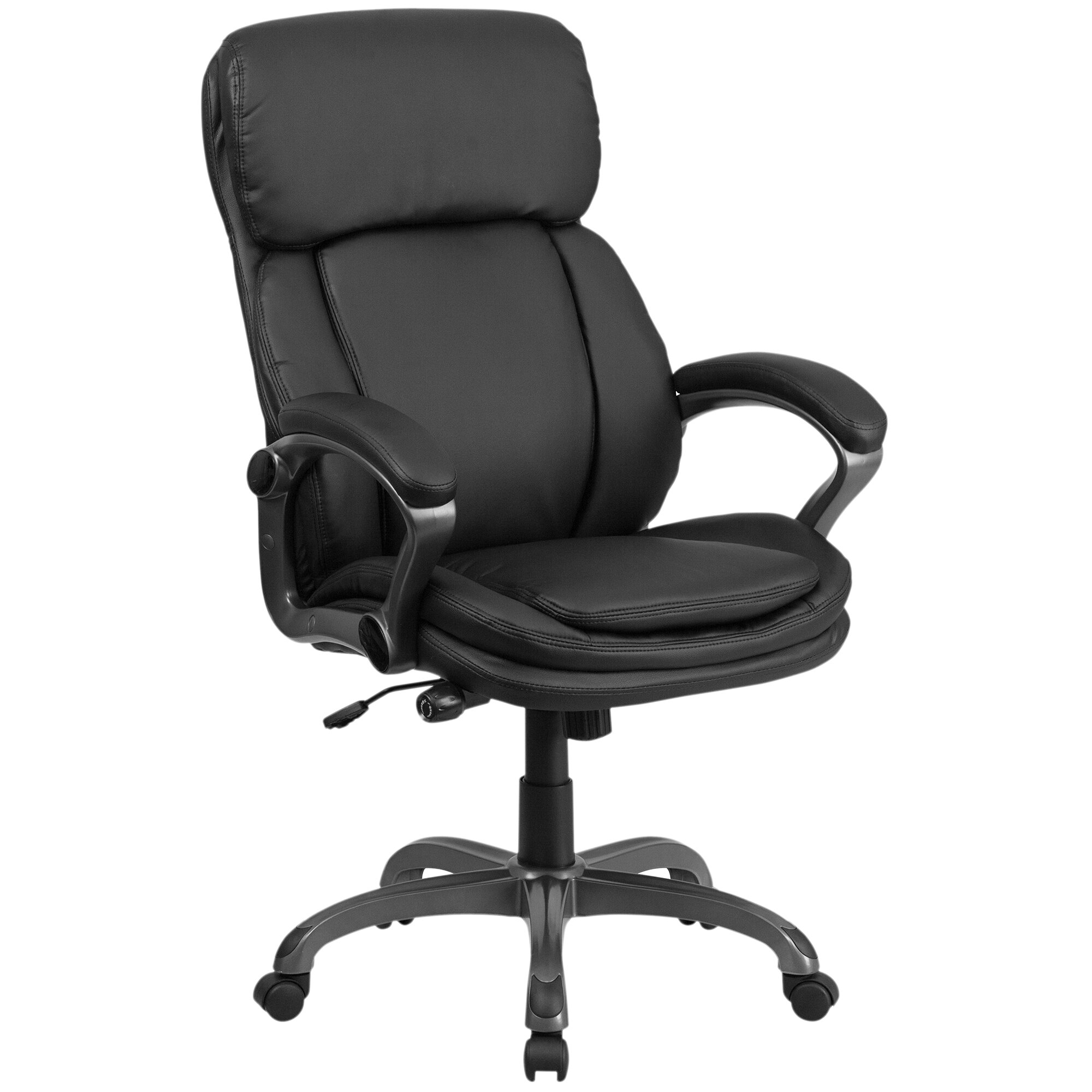 Flash Furniture BT-90272H-GG High-Back Black Leather Executive Swivel