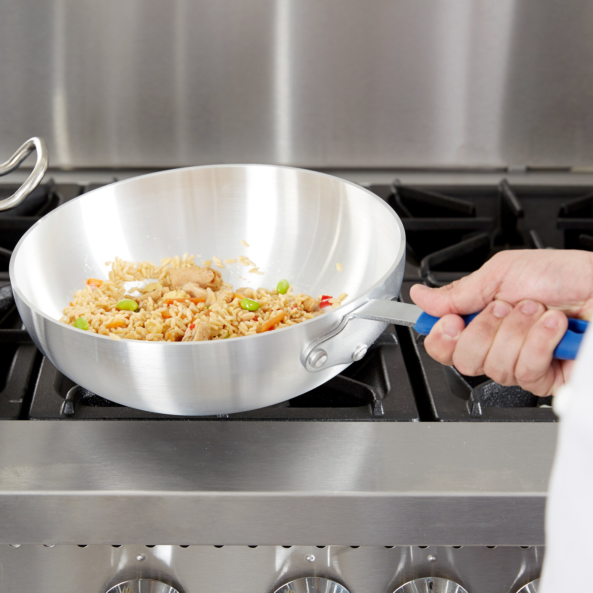 11" Aluminum Stir Fry Pan with Silicone Handle