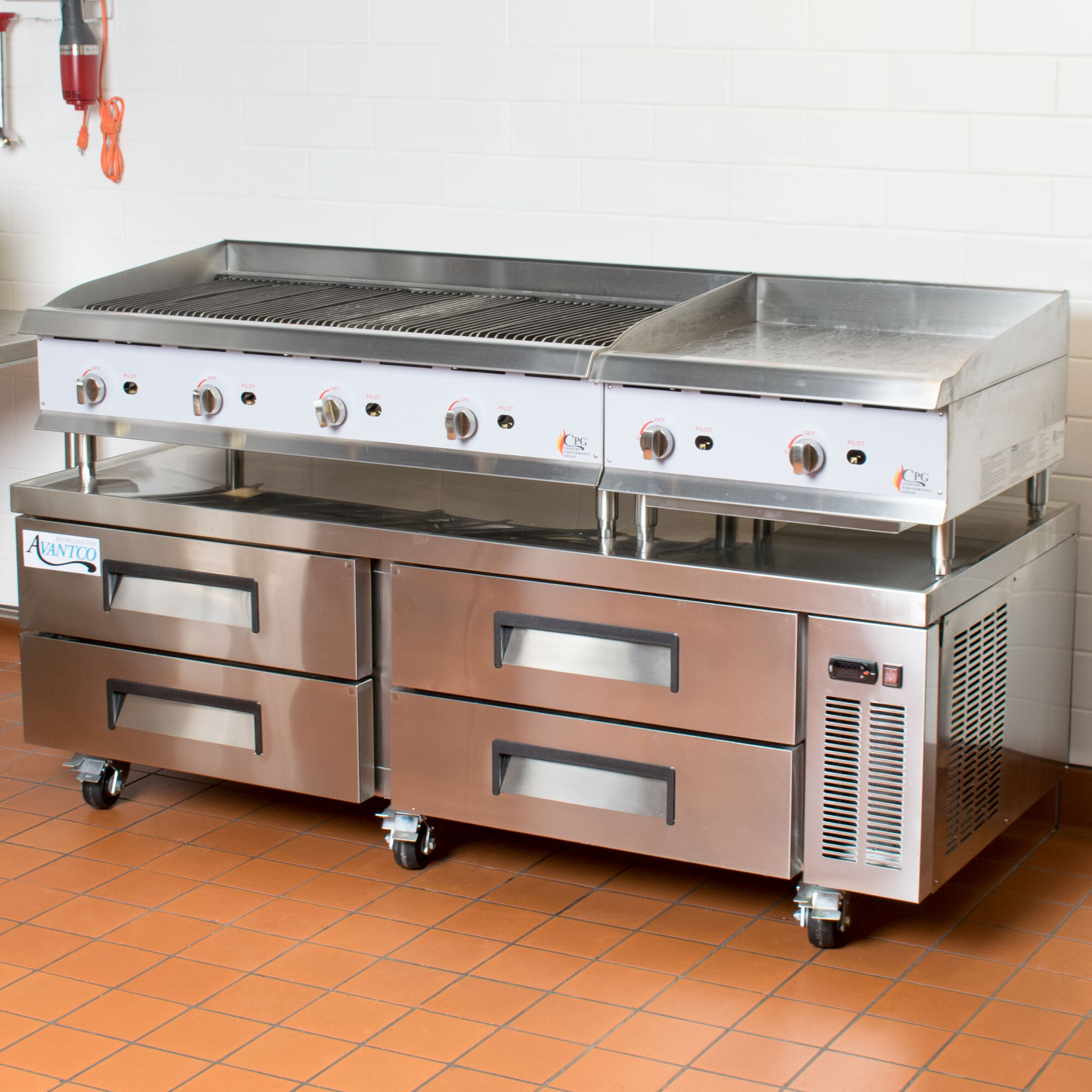 Avantco CBE72 72" 4 Drawer Refrigerated Chef Base