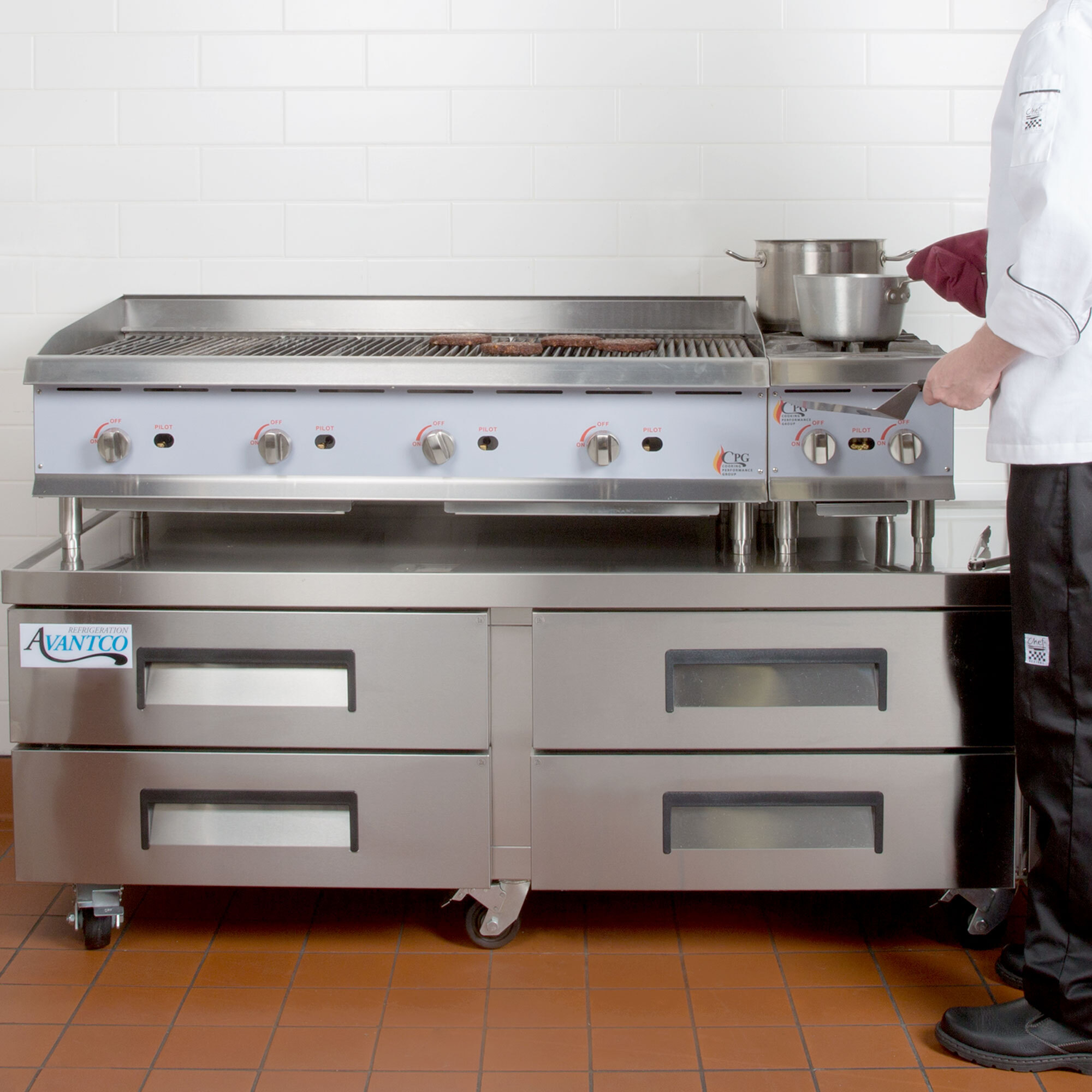 Avantco CBE72 72" 4 Drawer Refrigerated Chef Base