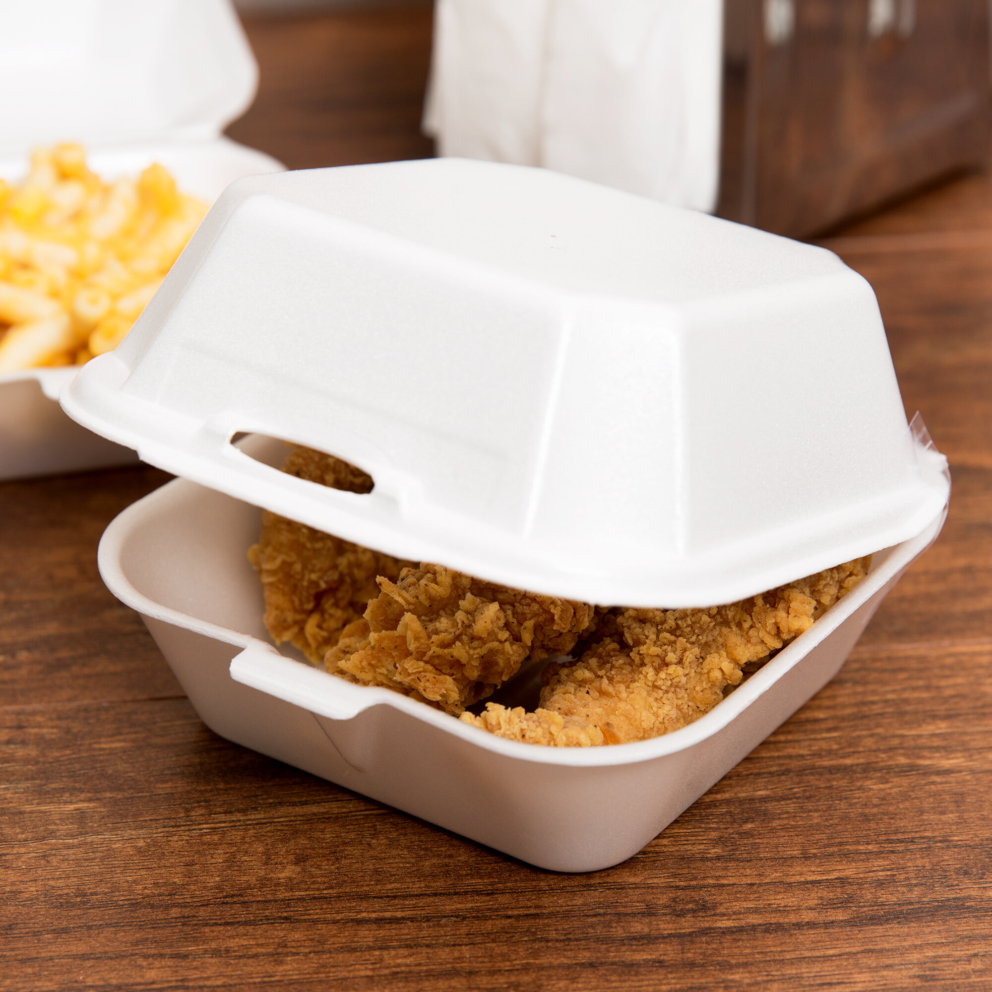Genpak 22500 WHT 5 5 8 X 5 3 4 X 3 1 4 White Large Foam Hinged Lid
