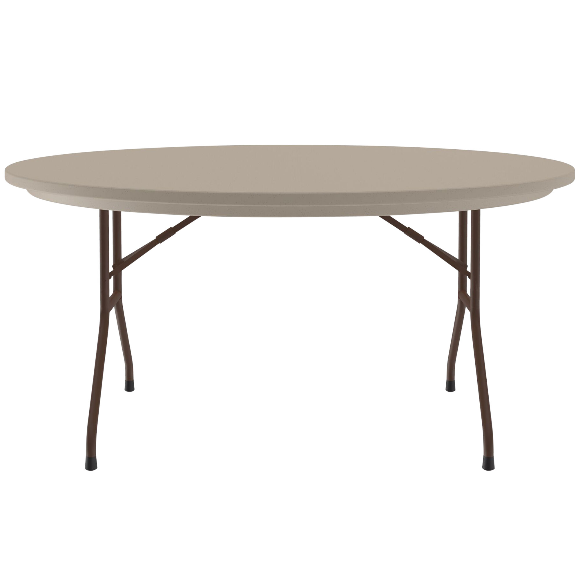 Correll Round Heavy Duty Folding Table Blow Molded Plastic Mocha