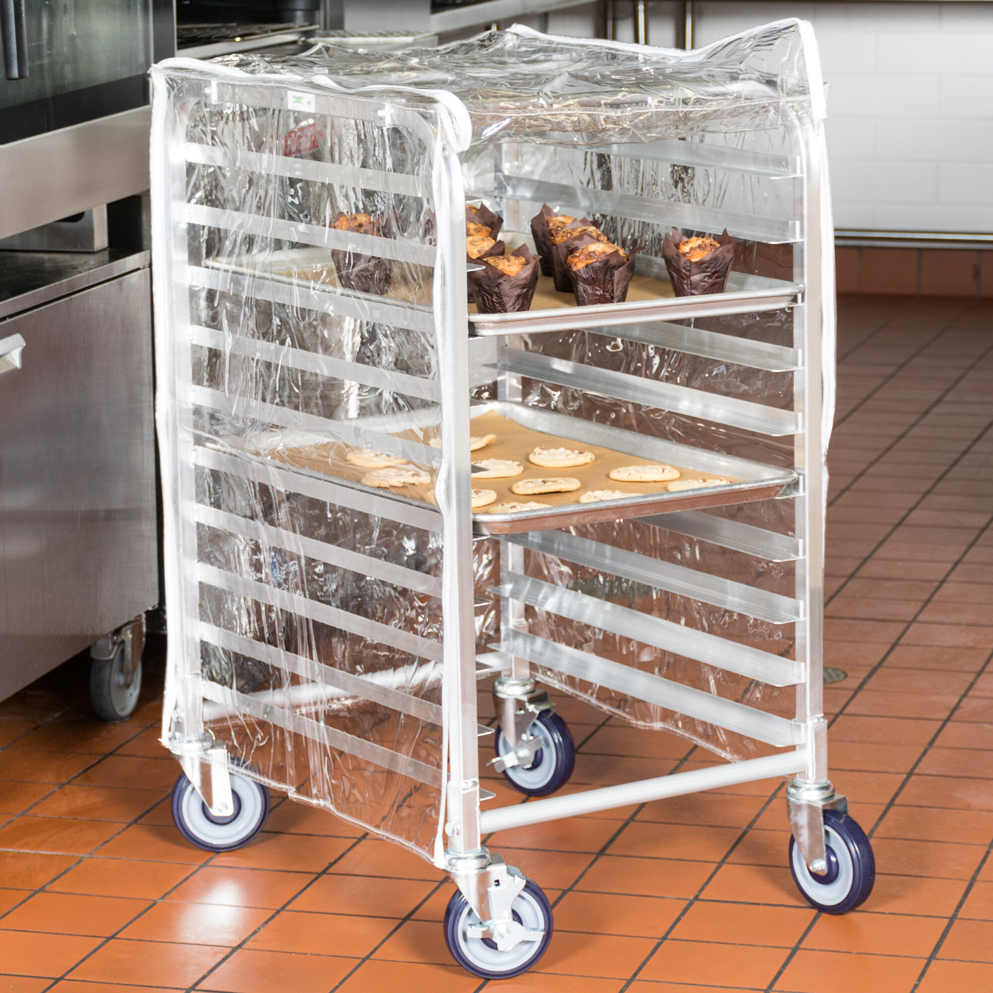 Regency 33 3/4" Clear 8 Mil HalfSize Plastic Bun Pan Rack Cover with 3