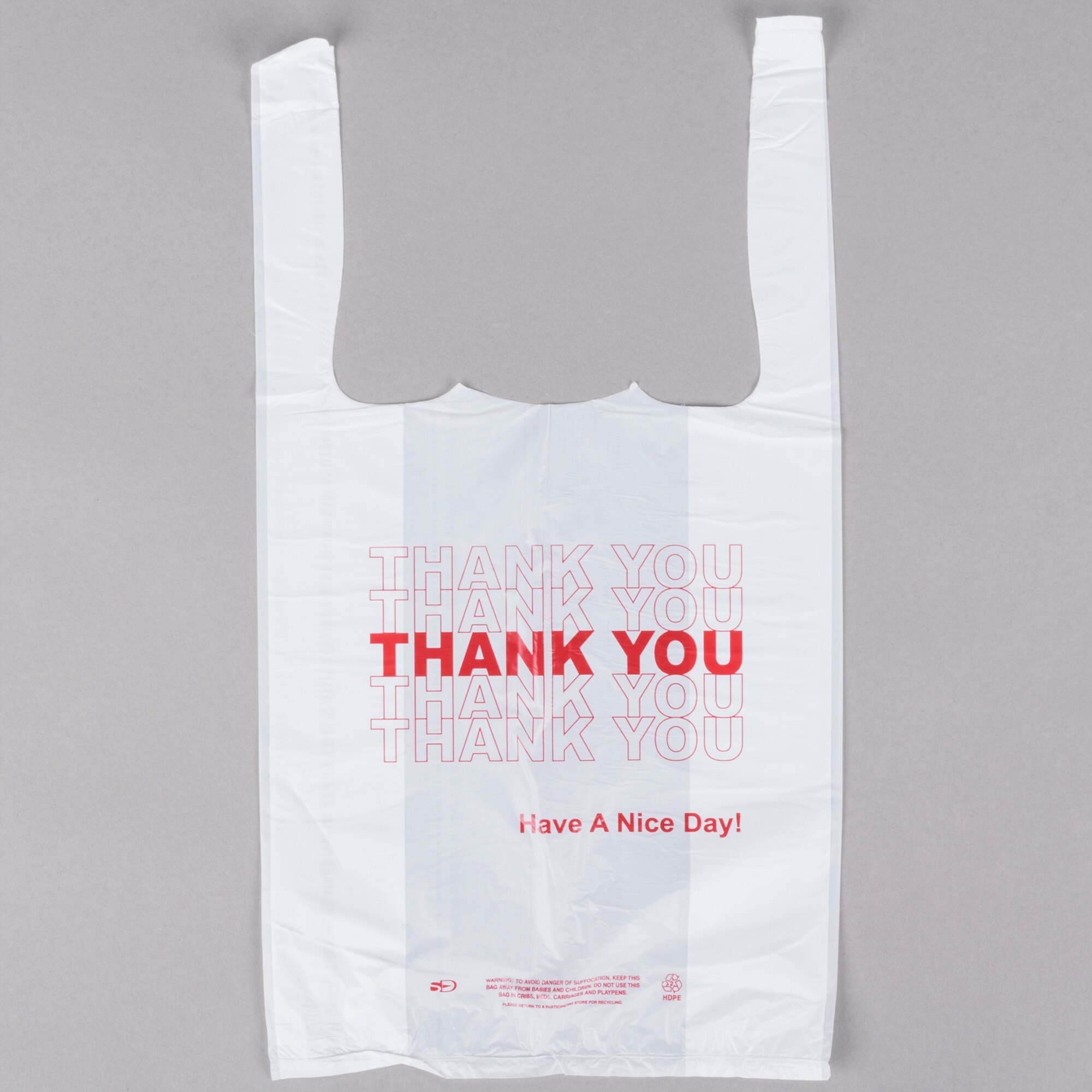 1/12 Size .51 Mil White Thank You Plastic TShirt Bag 1000/Case