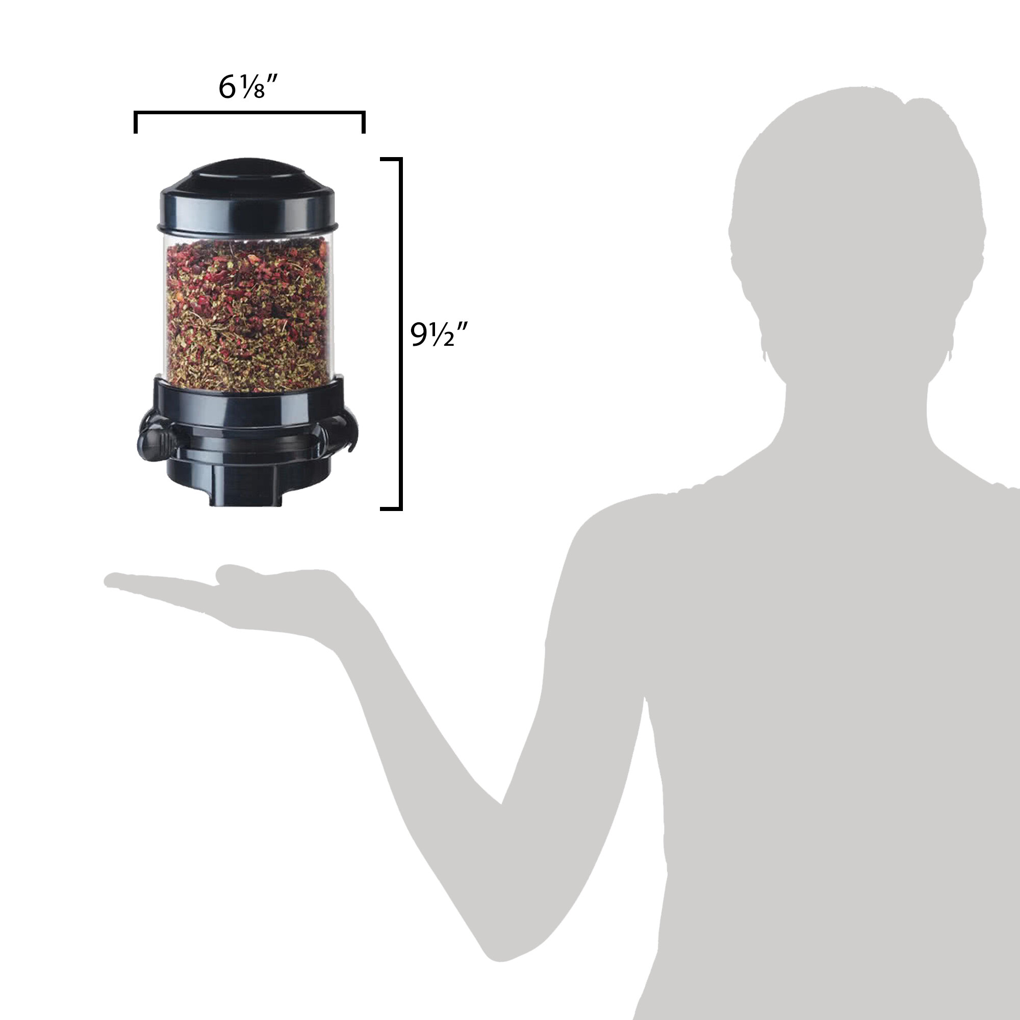 CalMil 3533113 Black Wall Mount 1.5 Liter Single Canister Tea Leaf