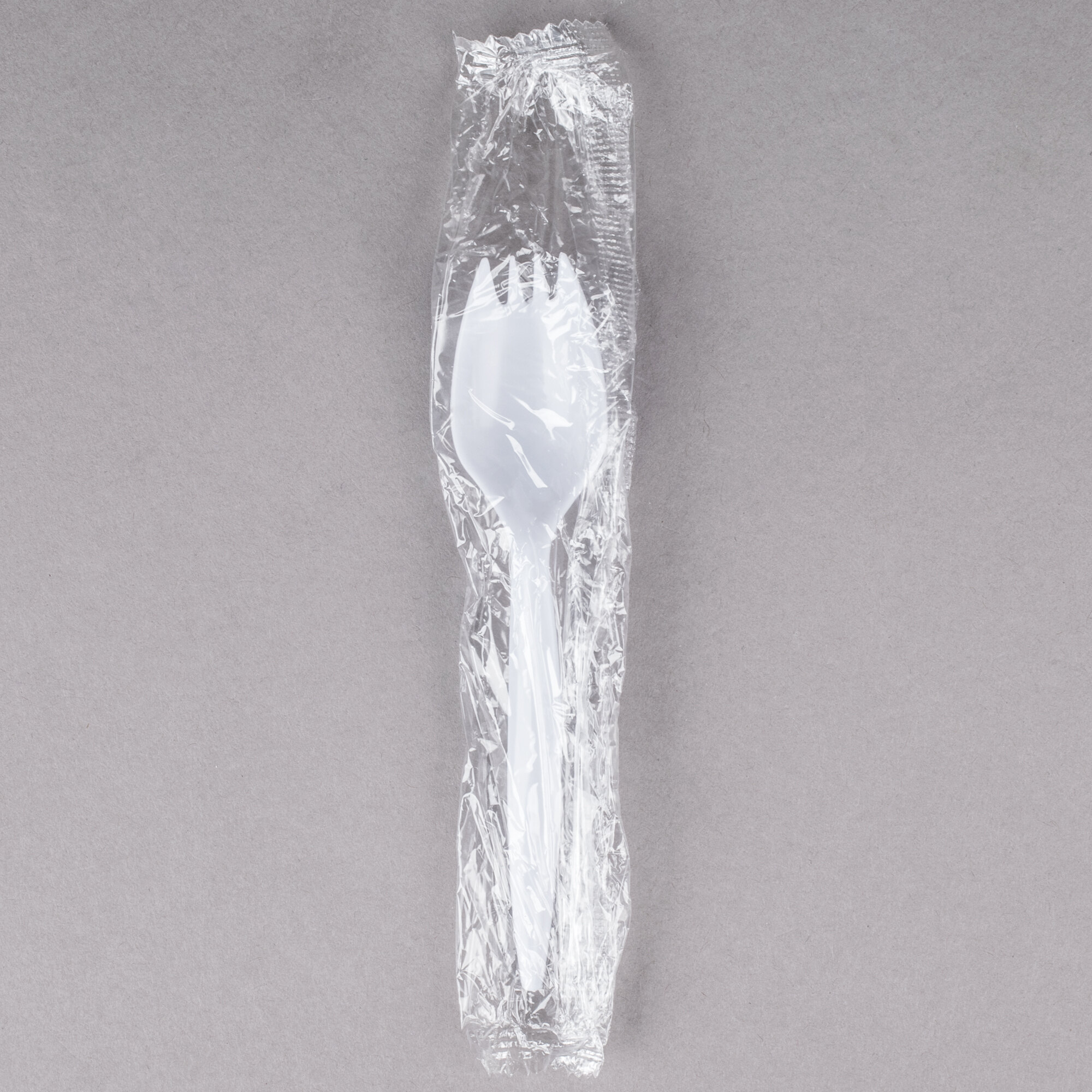 Choice Individually Wrapped Medium Weight White Plastic Spork 100/Pack