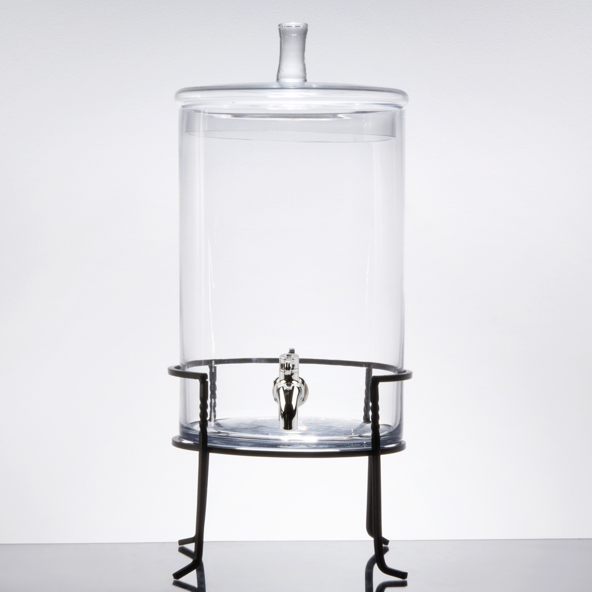 Jay Imports 2.5 Gallon Round Glass Beverage Dispenser with Metal Stand