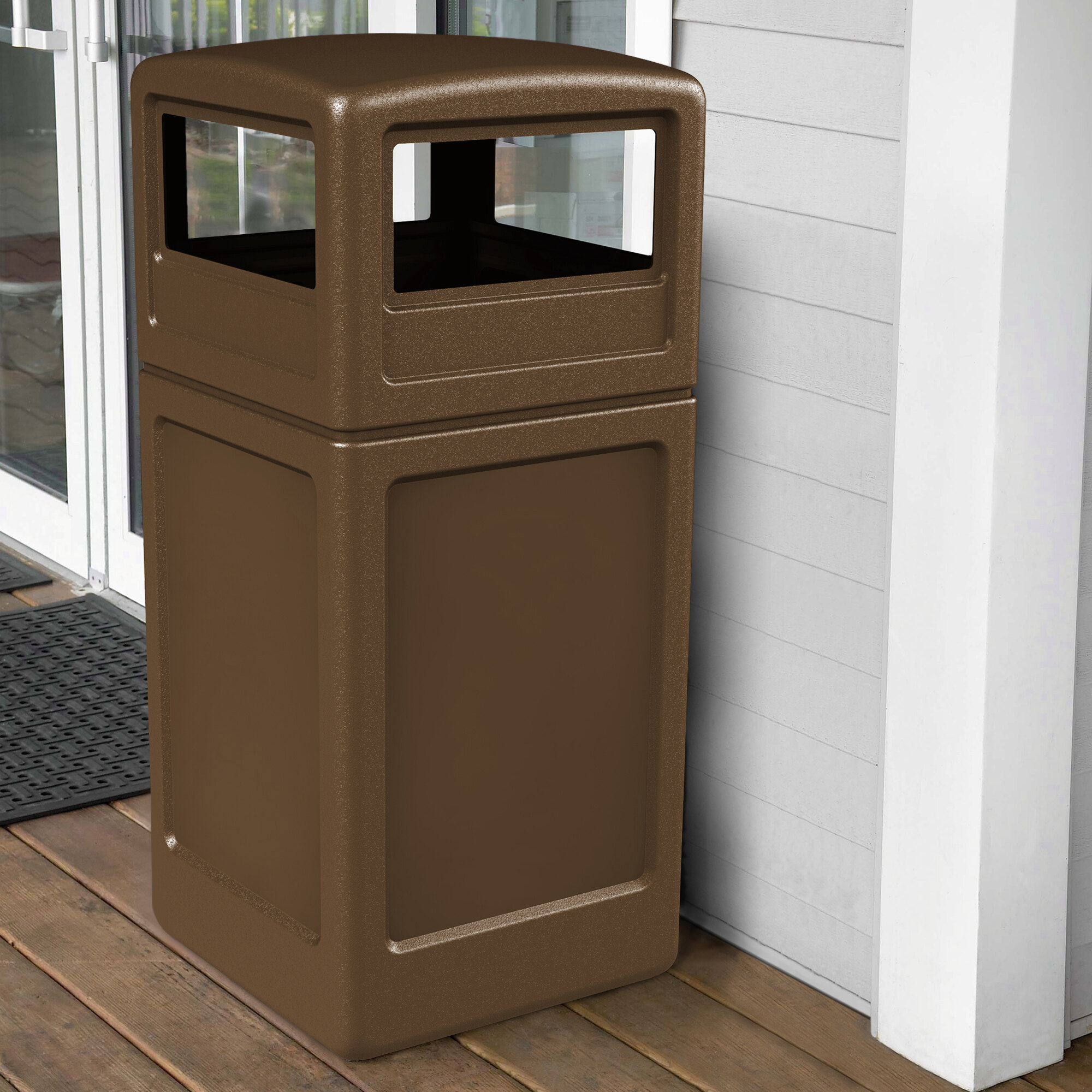 Commercial Zone 73293799 PolyTec 42 Gallon Square Brown Waste Container