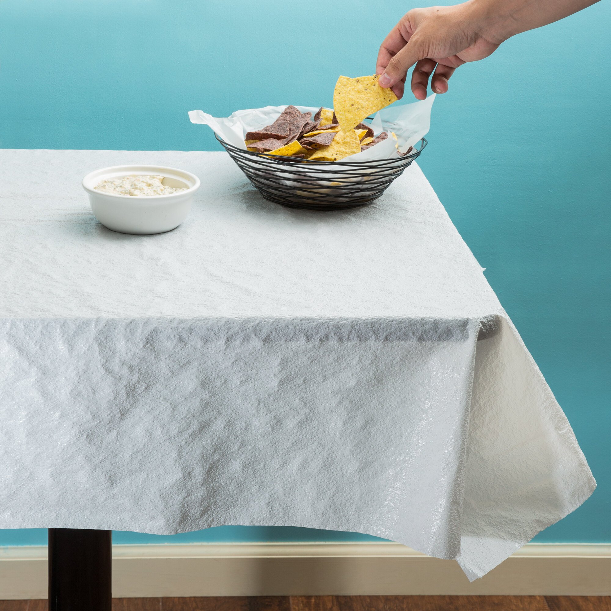 Atlantis Plastics 1504127 300' White Pebble Embossed Plastic Table Cover