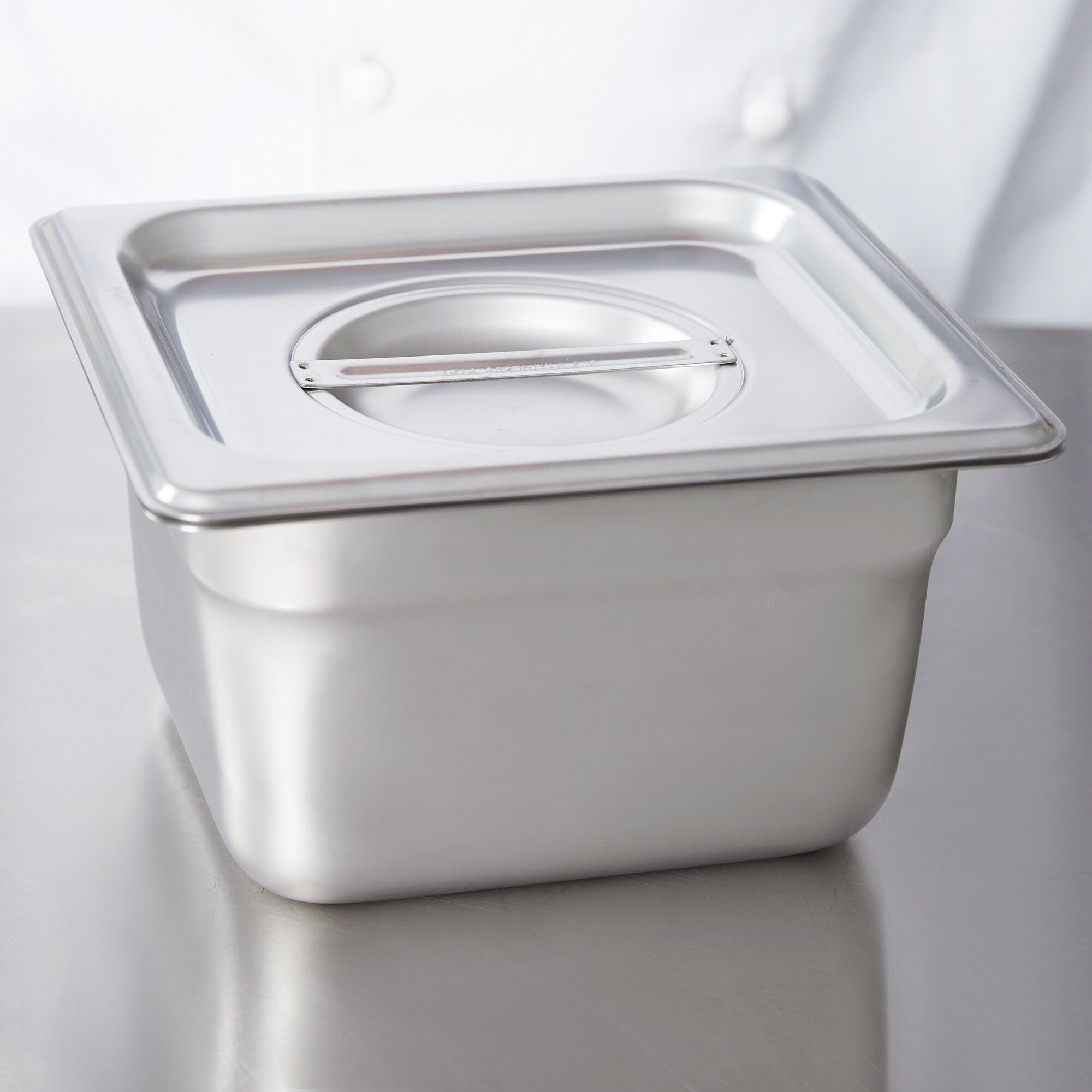 HECMAC 6-Pack 1/4 Size Stainless Steel Hotel Pan Covers - Solid Lids With Handle For Catering