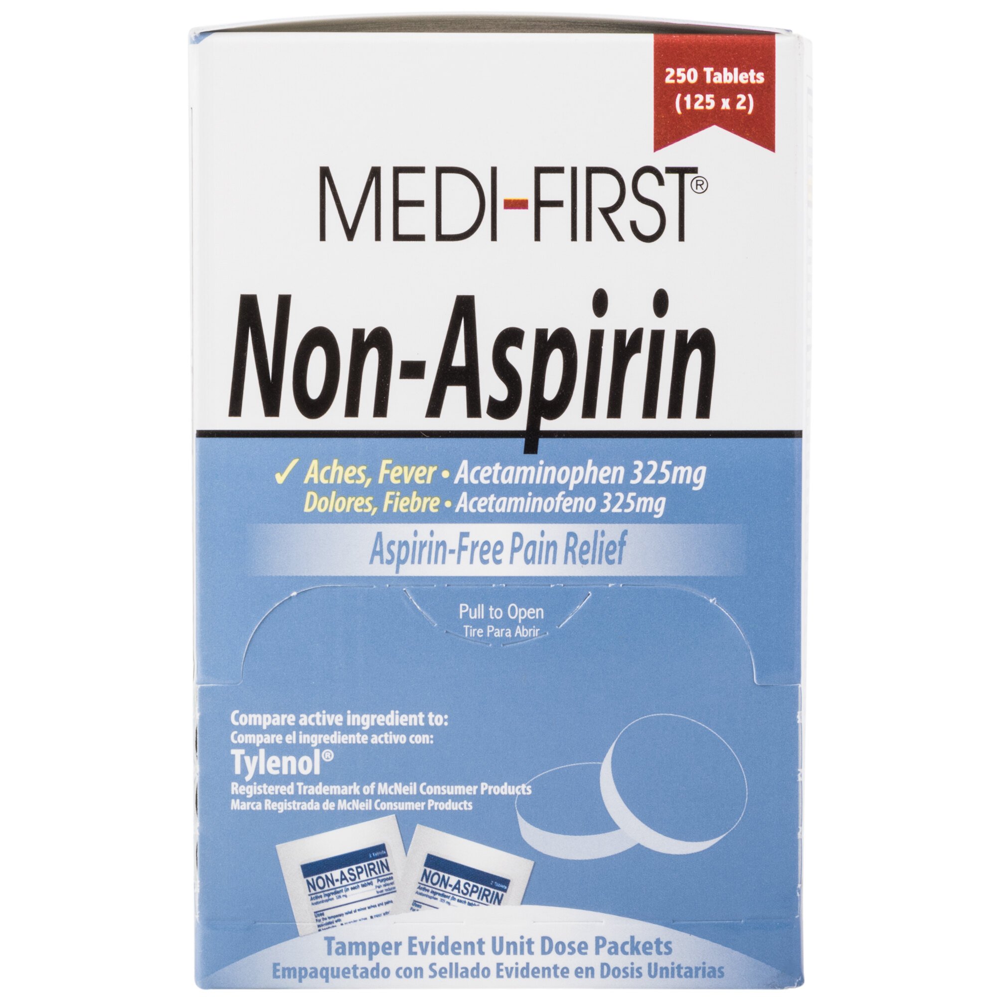 MediFirst 80348 NonAspirin Acetaminophen Tablets 250/Box