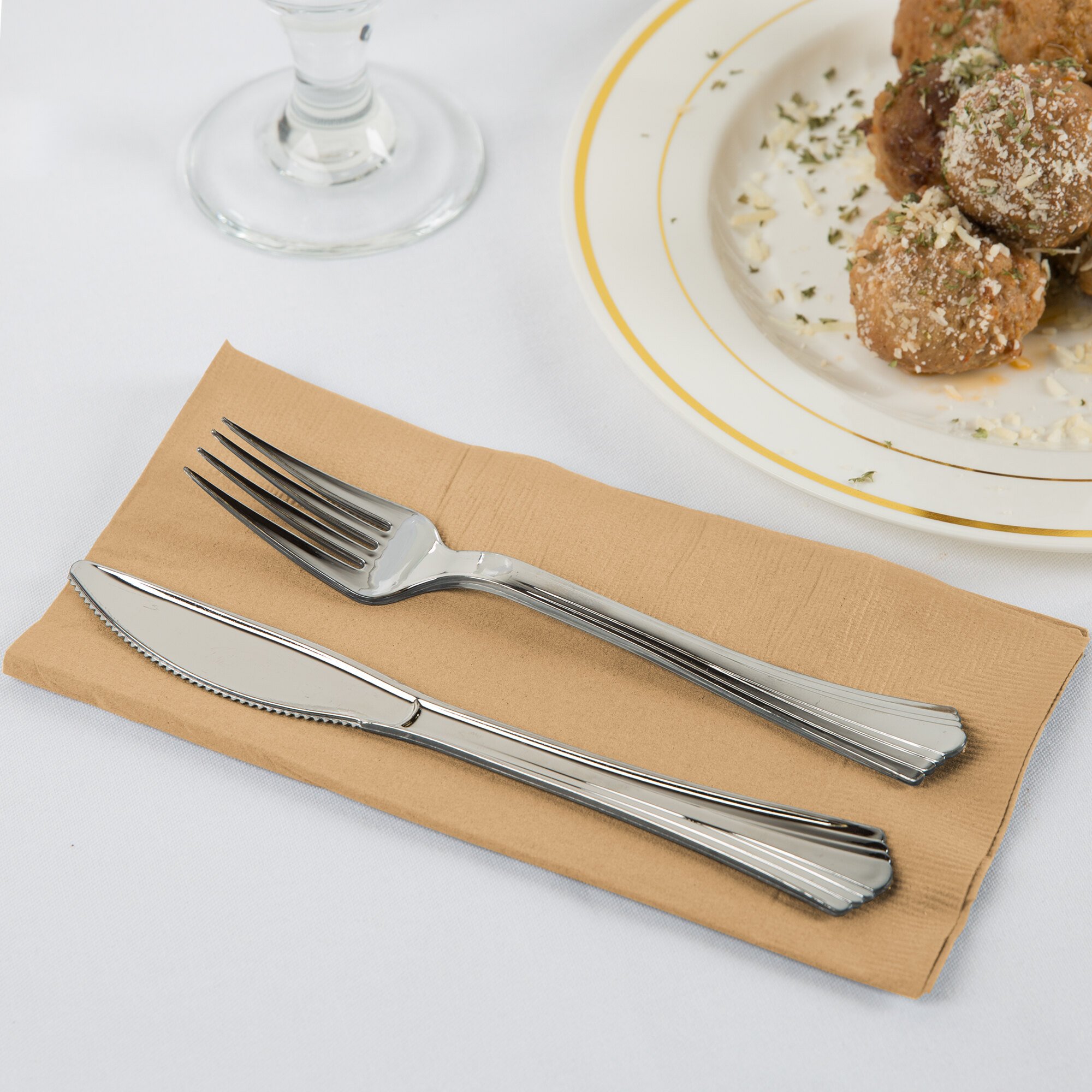 Glittering Gold Paper Dinner Napkins, 2Ply 1/8 Fold Creative