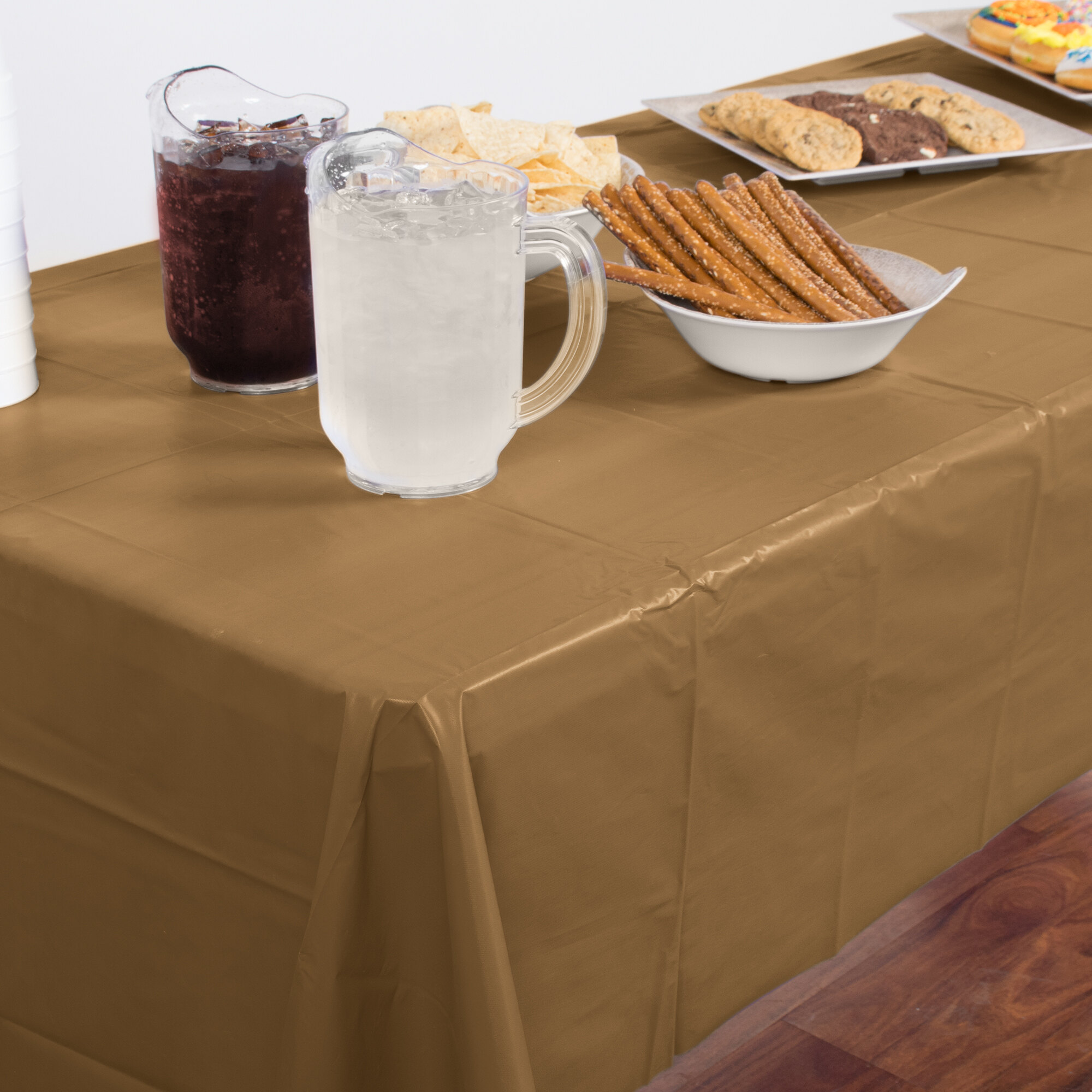Creative Converting 01352B 54" x 108" Glittering Gold Plastic Table Cover