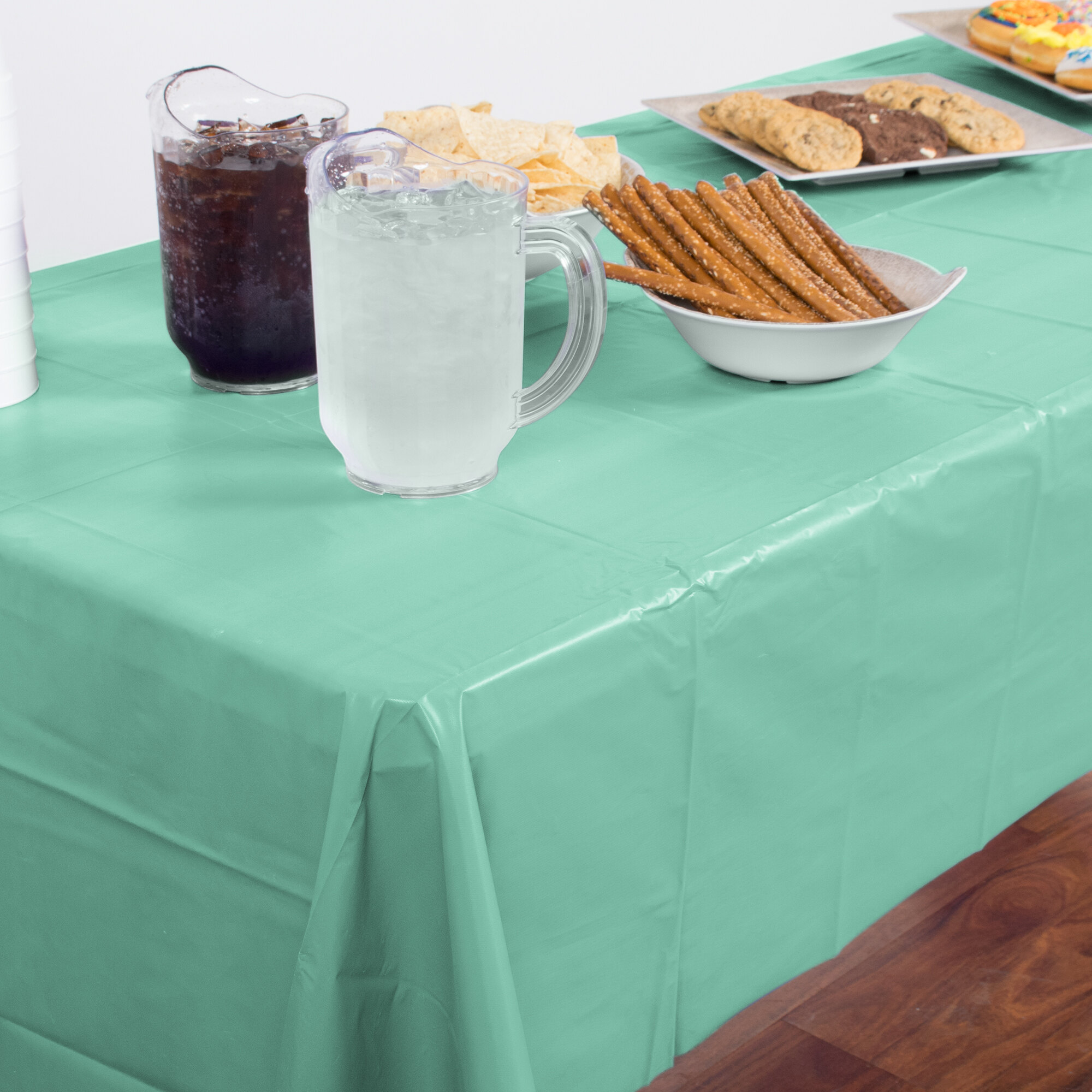 Creative Converting 318901 54" x 108" Fresh Mint Green Plastic Table Cover