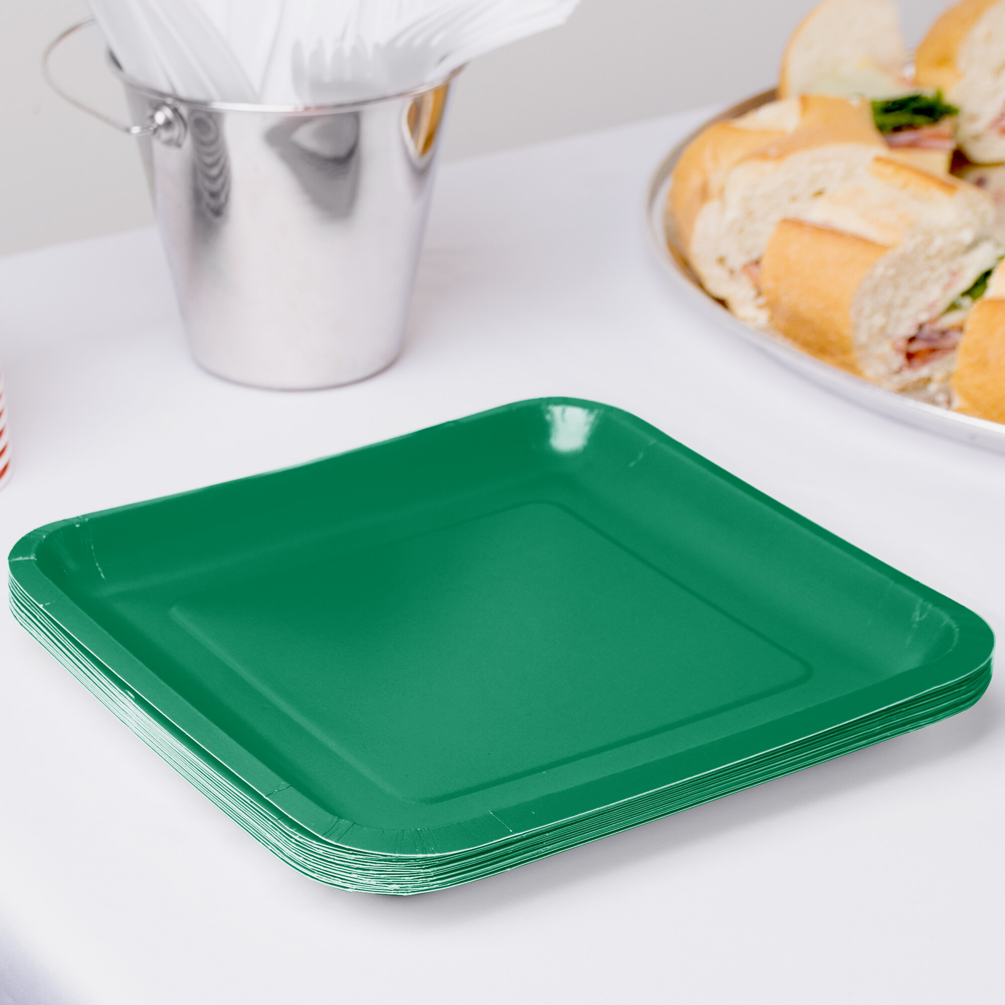 Creative Converting 463261 9" Emerald Green Square Paper Plate 18/Pack